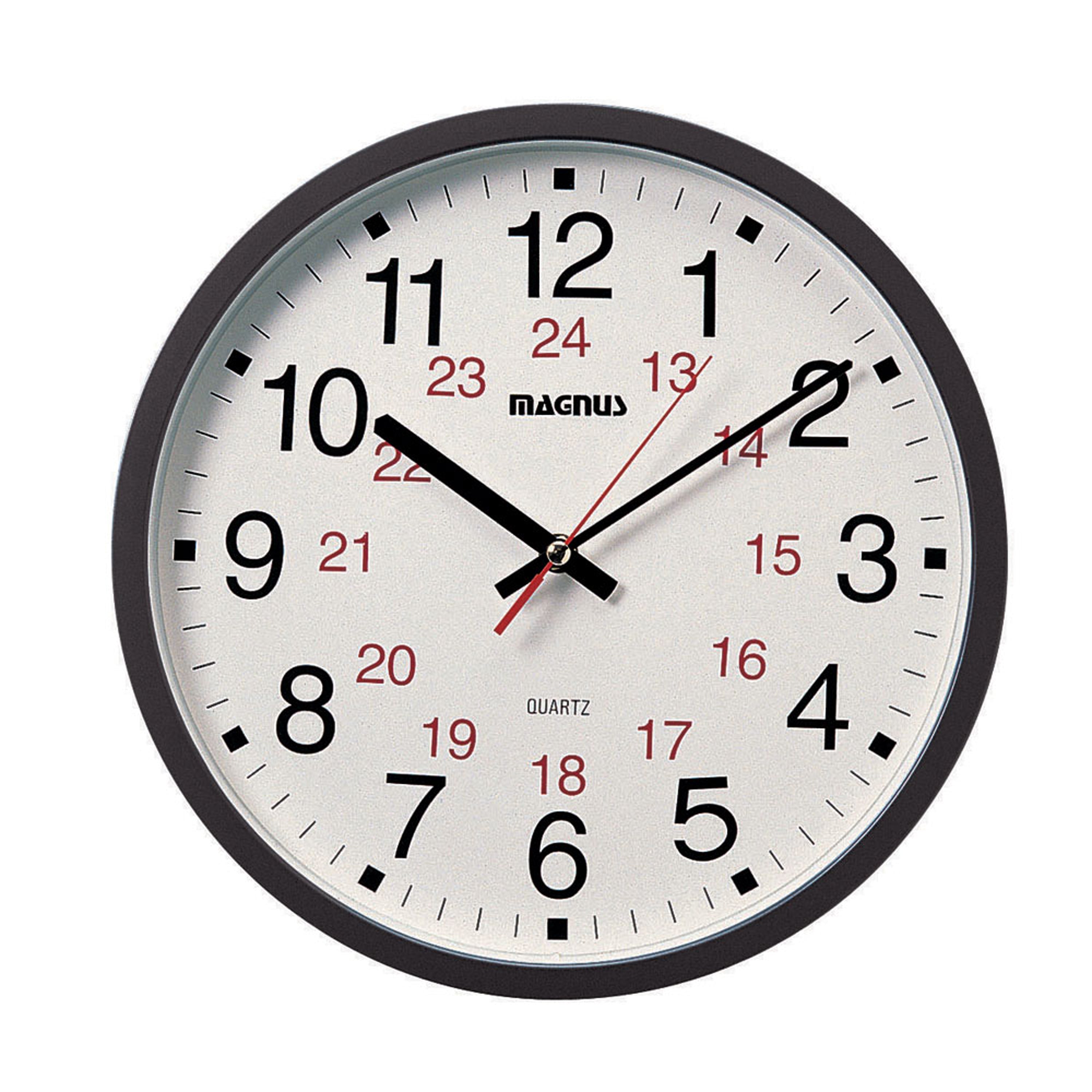 Dainolite Contemporary - 22502-BK - 12/24 Hour Clock, Black, Sweep Style Second Hand, Glass Face - Black