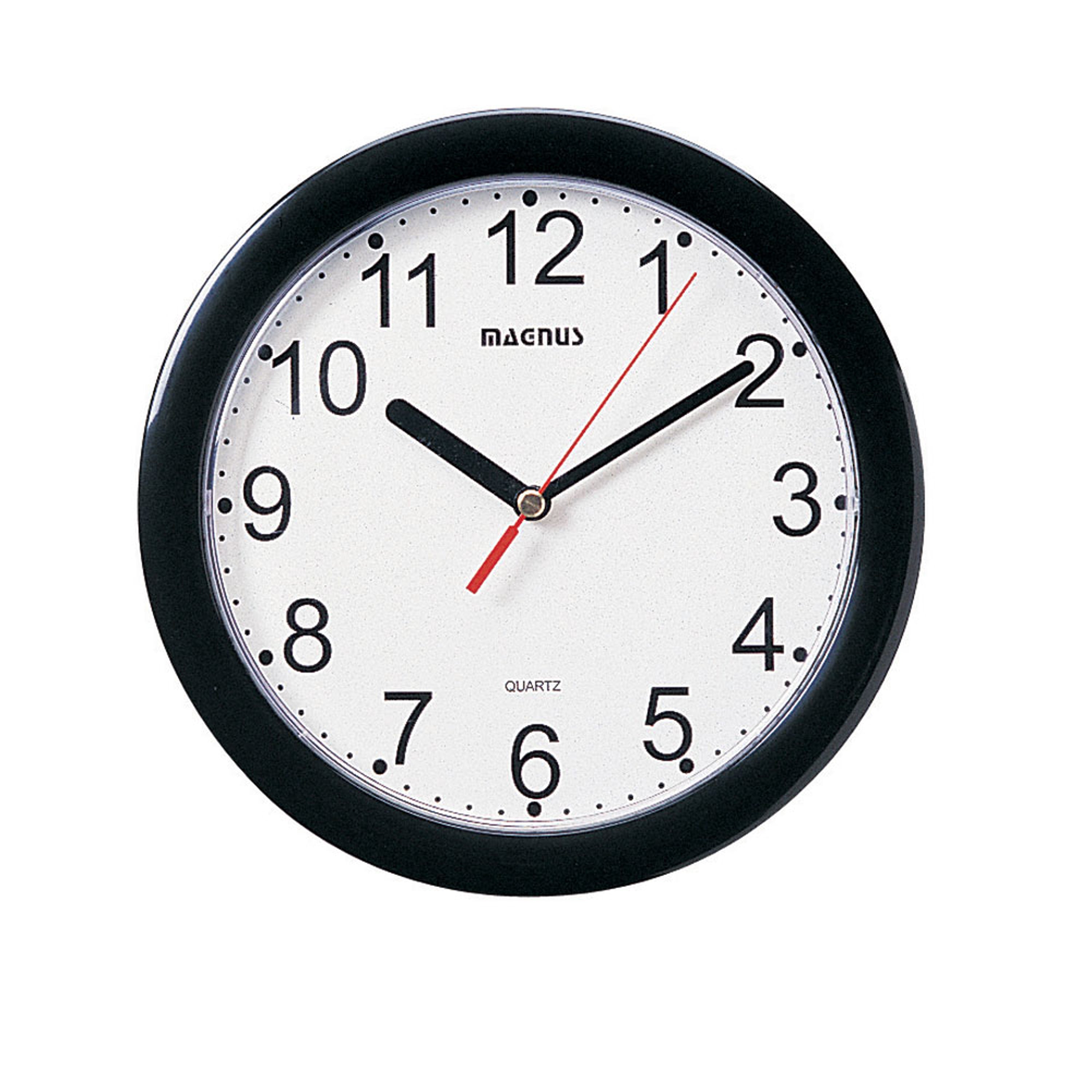 Dainolite Contemporary - 24003-BK - Round Wall Clock, Black, Plastic Face - Black