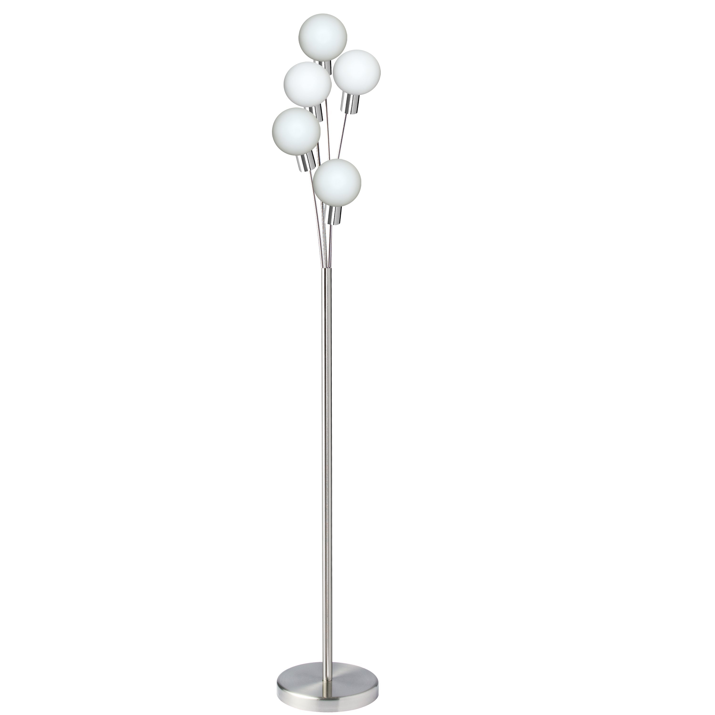 Dainolite Transitional - 306F-SC - 5 Light Floor Lamp Satin Chrome Finish with White Glass - Satin Chrome