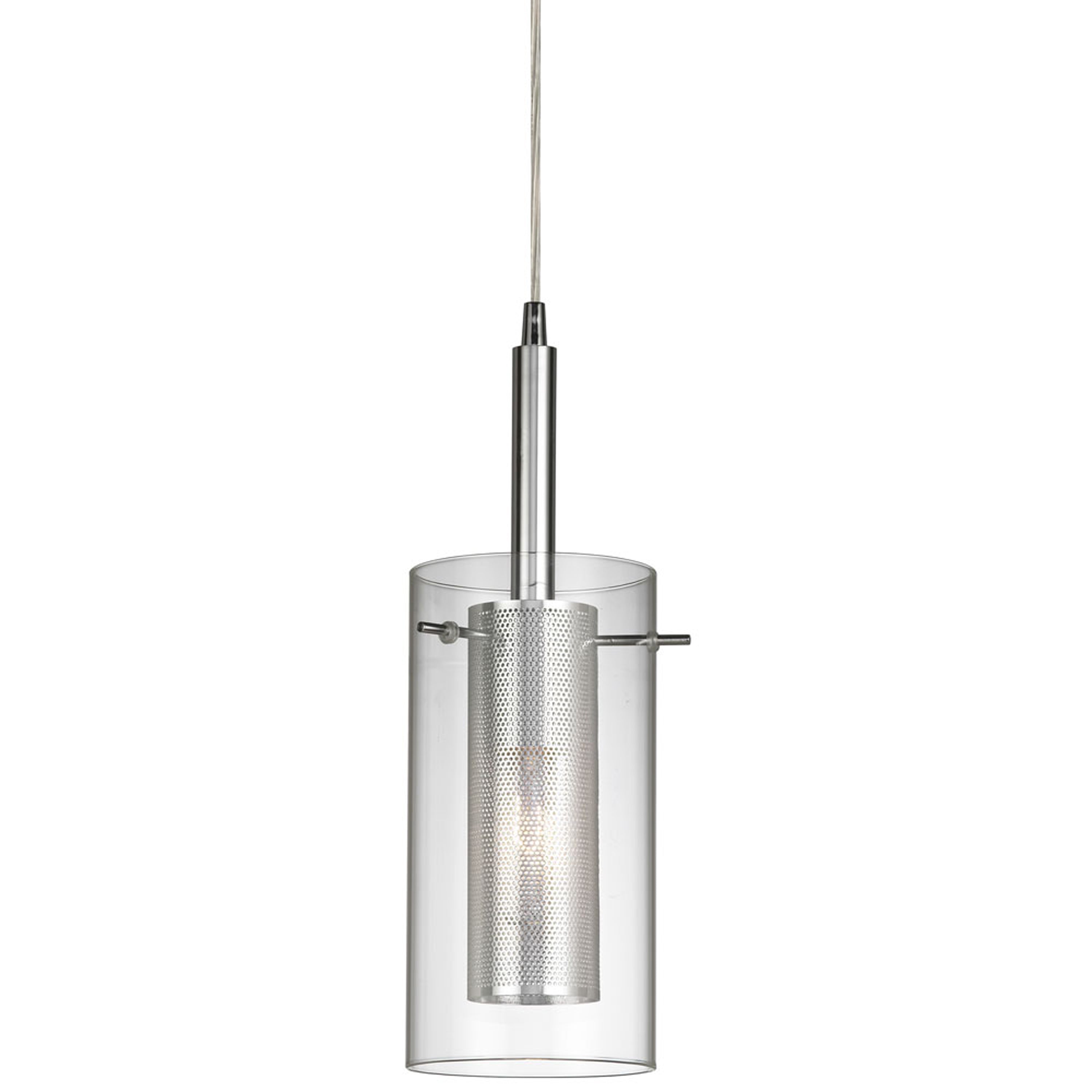 Dainolite Percy - 30961-CM-PC - 1 Light Pendant, Polished Chrome, Clear Glass / Steel Mesh - Polished Chrome