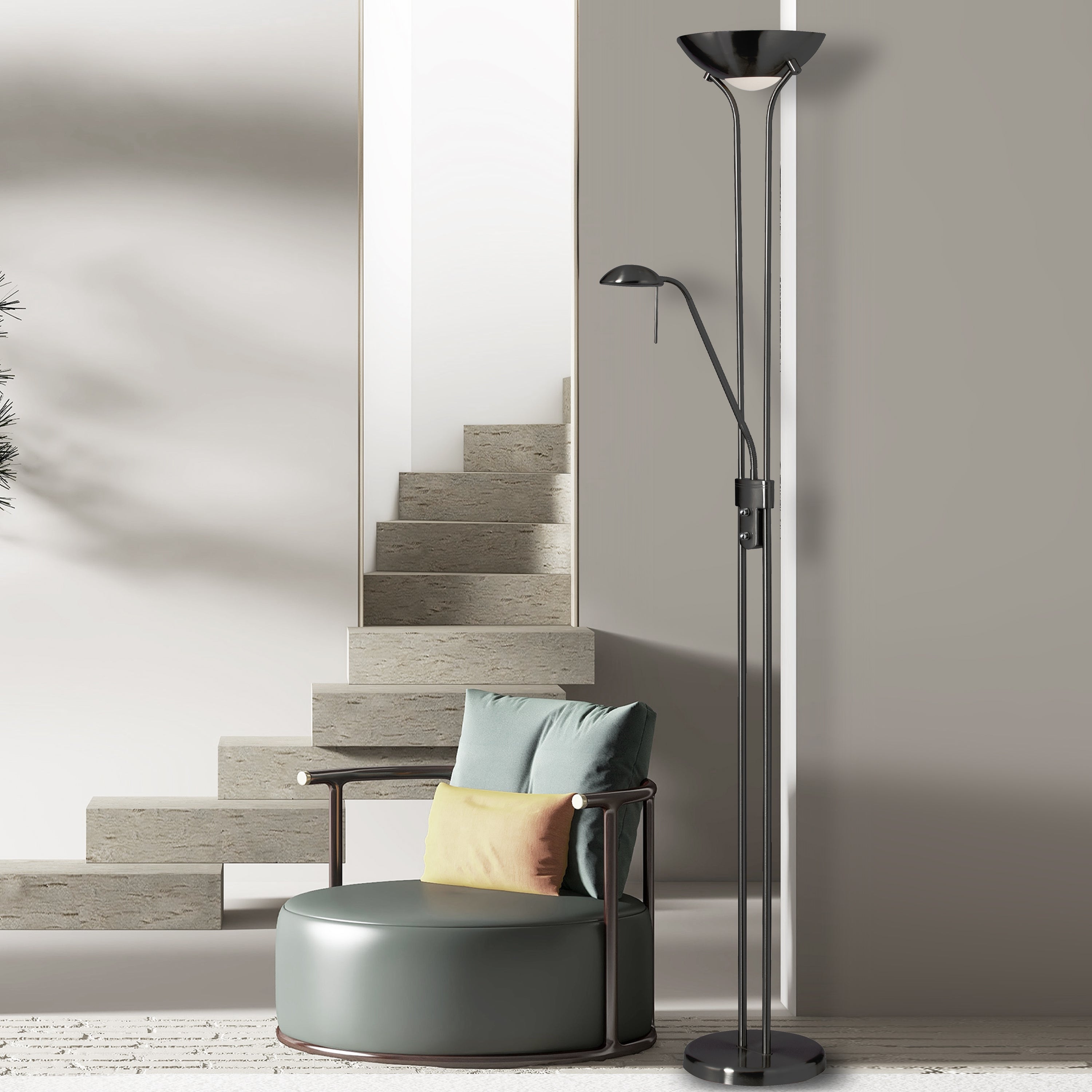 Dainolite Contemporary - 505F-MB - Mother/Son Floor Lamp, Matte Black - Black