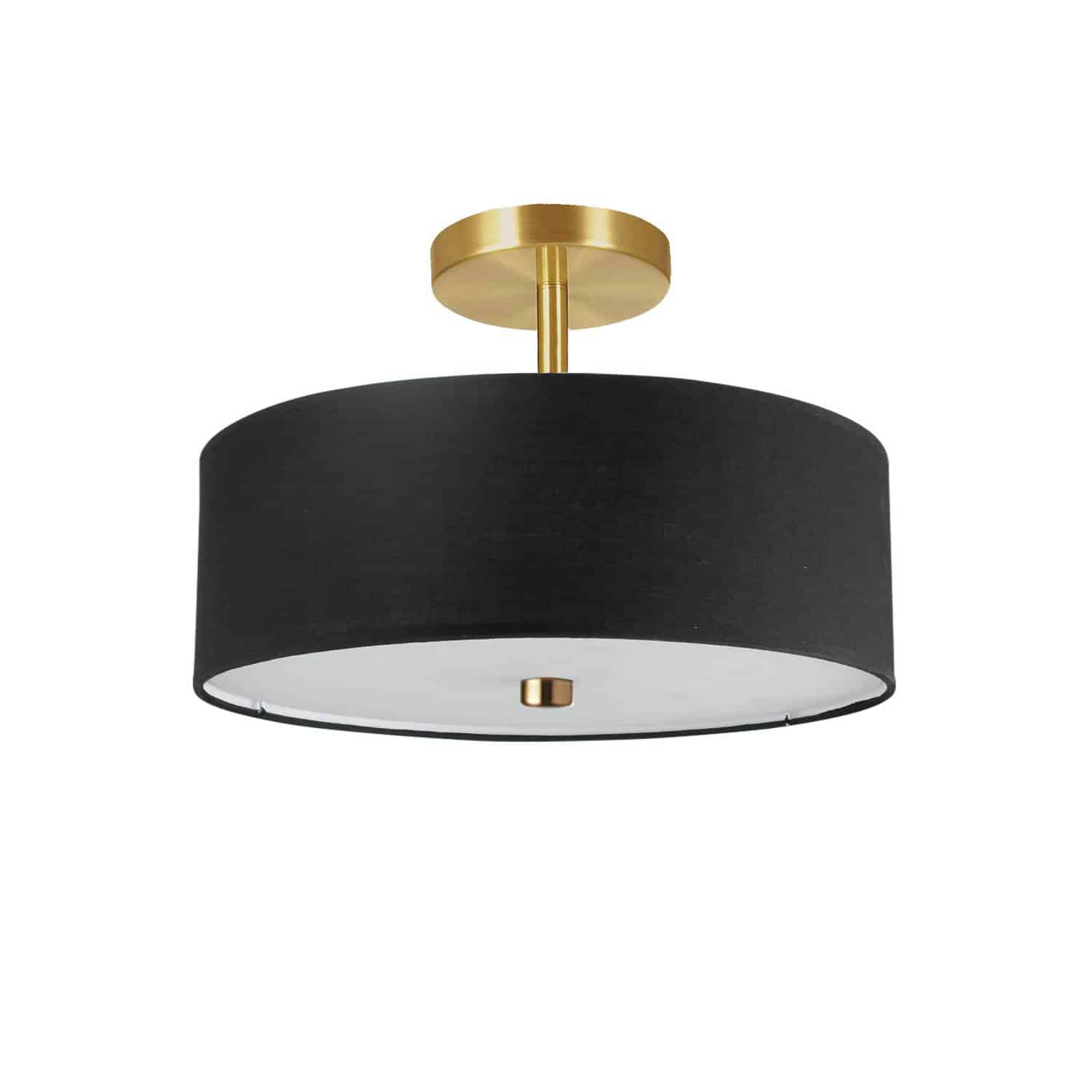 Dainolite Everly - 571-143SF-AGB-BK - 3 Light Semi-Flush Mount Aged Brass with Black Shade - Black