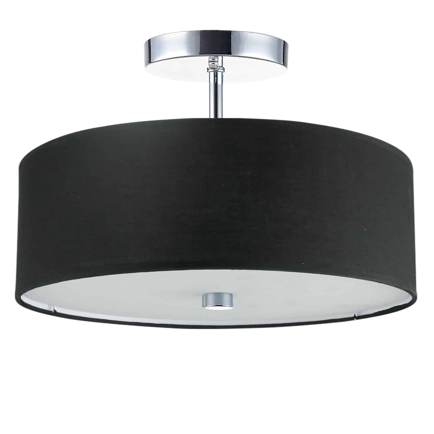 Dainolite Everly - 571-143SF-PC-BK - 3 Light Semi Flush Polished Chrome Finish with Black Shade - Black