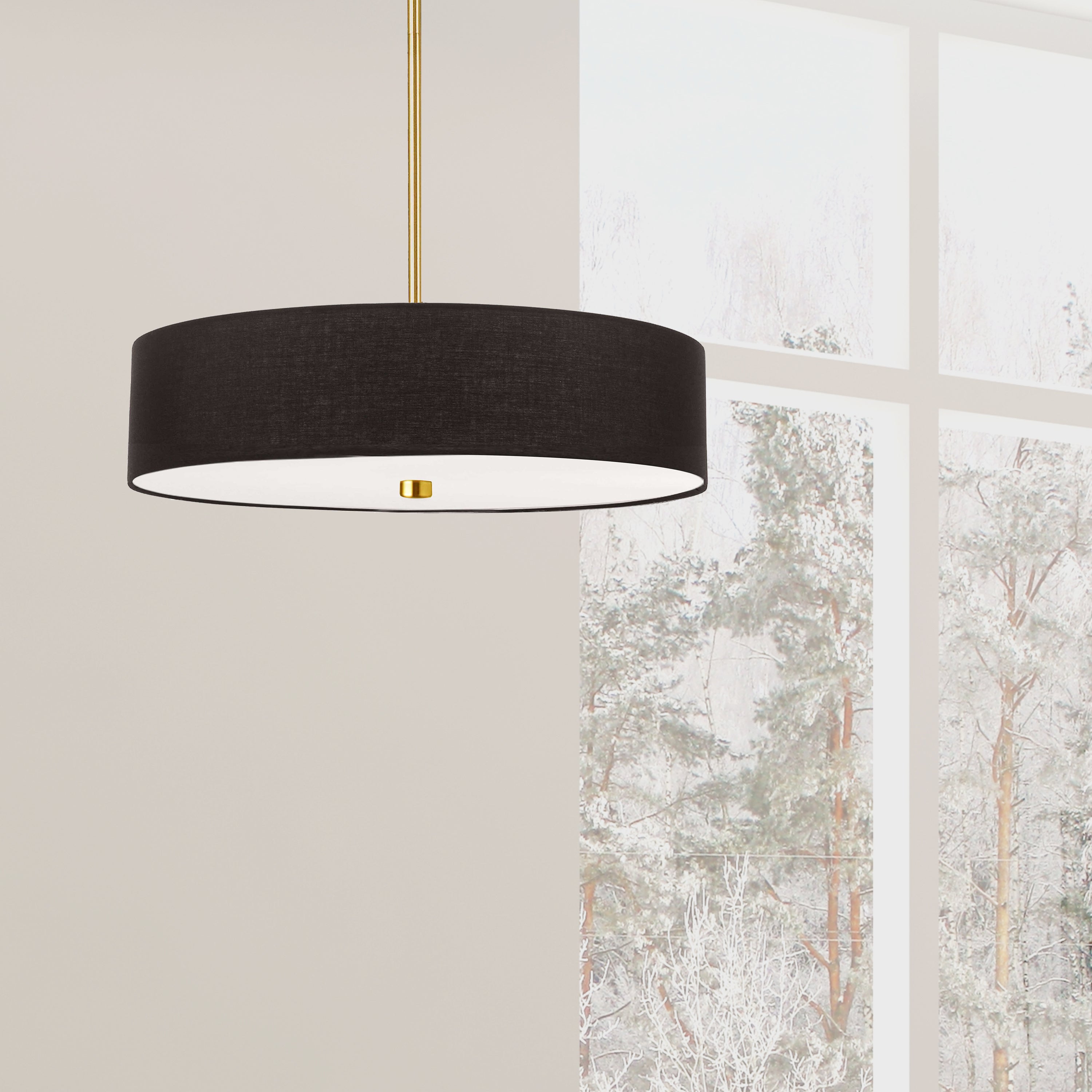 Dainolite Everly - 571-204P-AGB-BK - 4 Light Pendant Aged Brass with Black Shade - Black