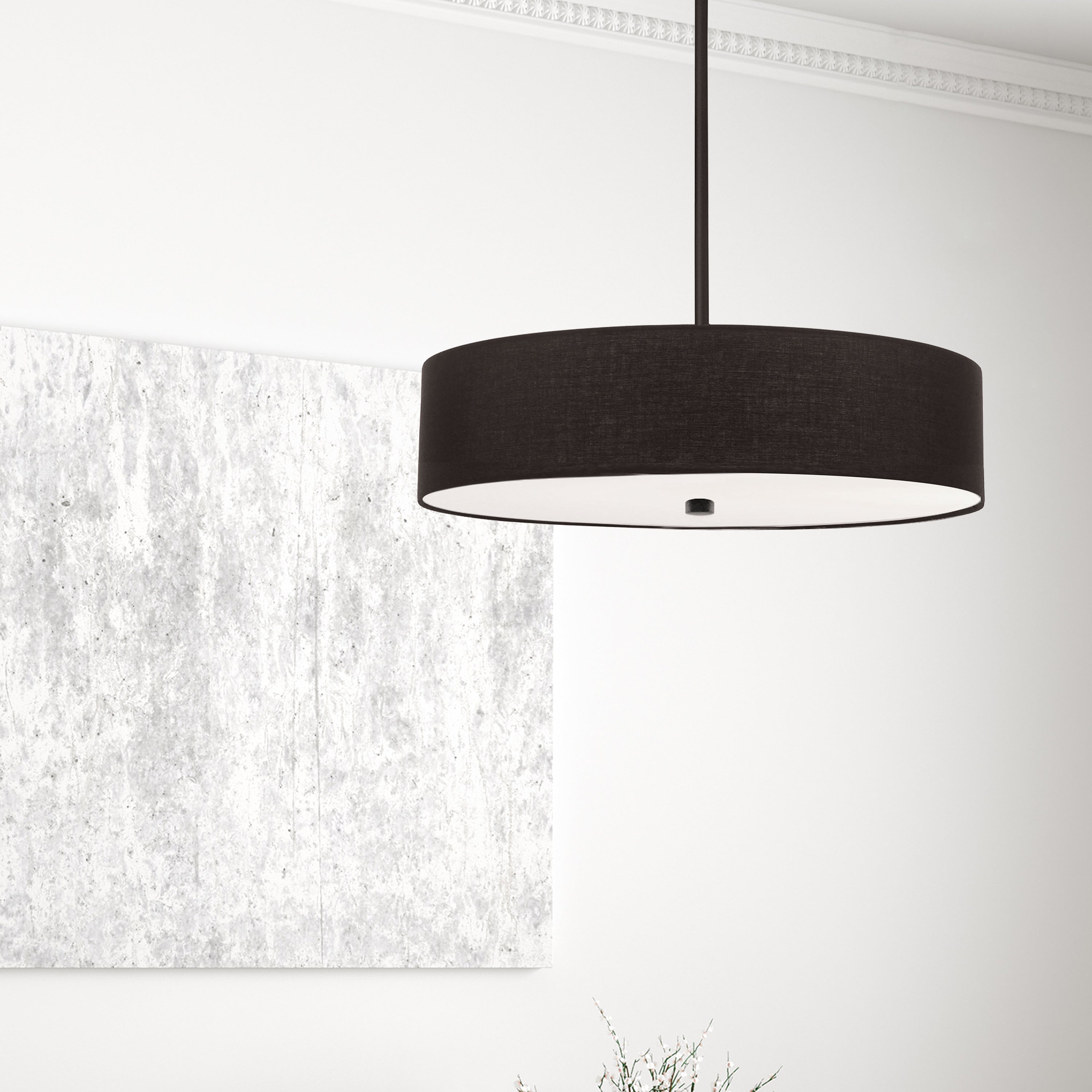 Dainolite Everly - 571-204P-MB-BK - 4 Light Pendant, Matte Black with Black Shade - Black