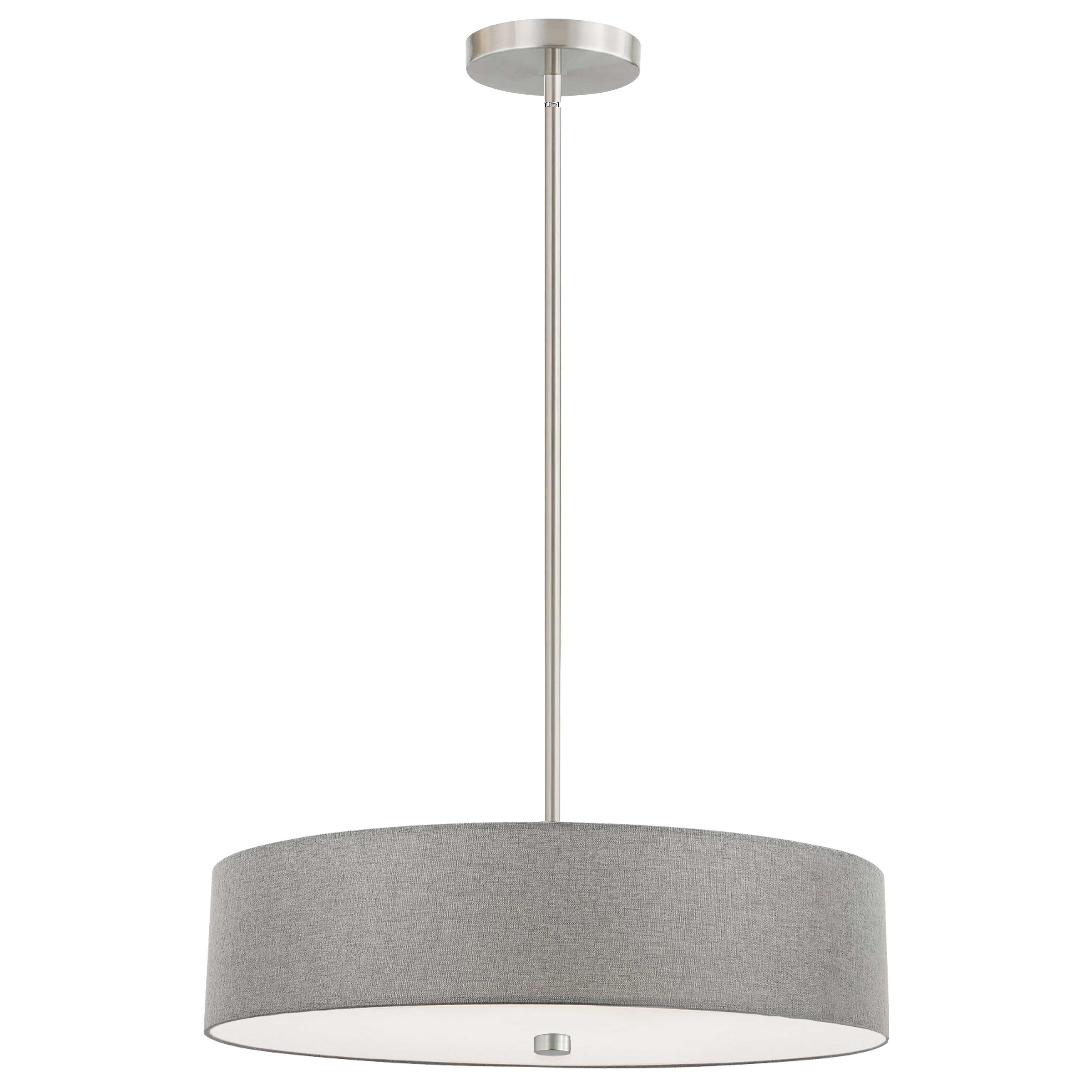 Dainolite Everly - 571-204P-SC-GRY - 4 Light Pendant Satin Chrome with Grey Shade - Grey