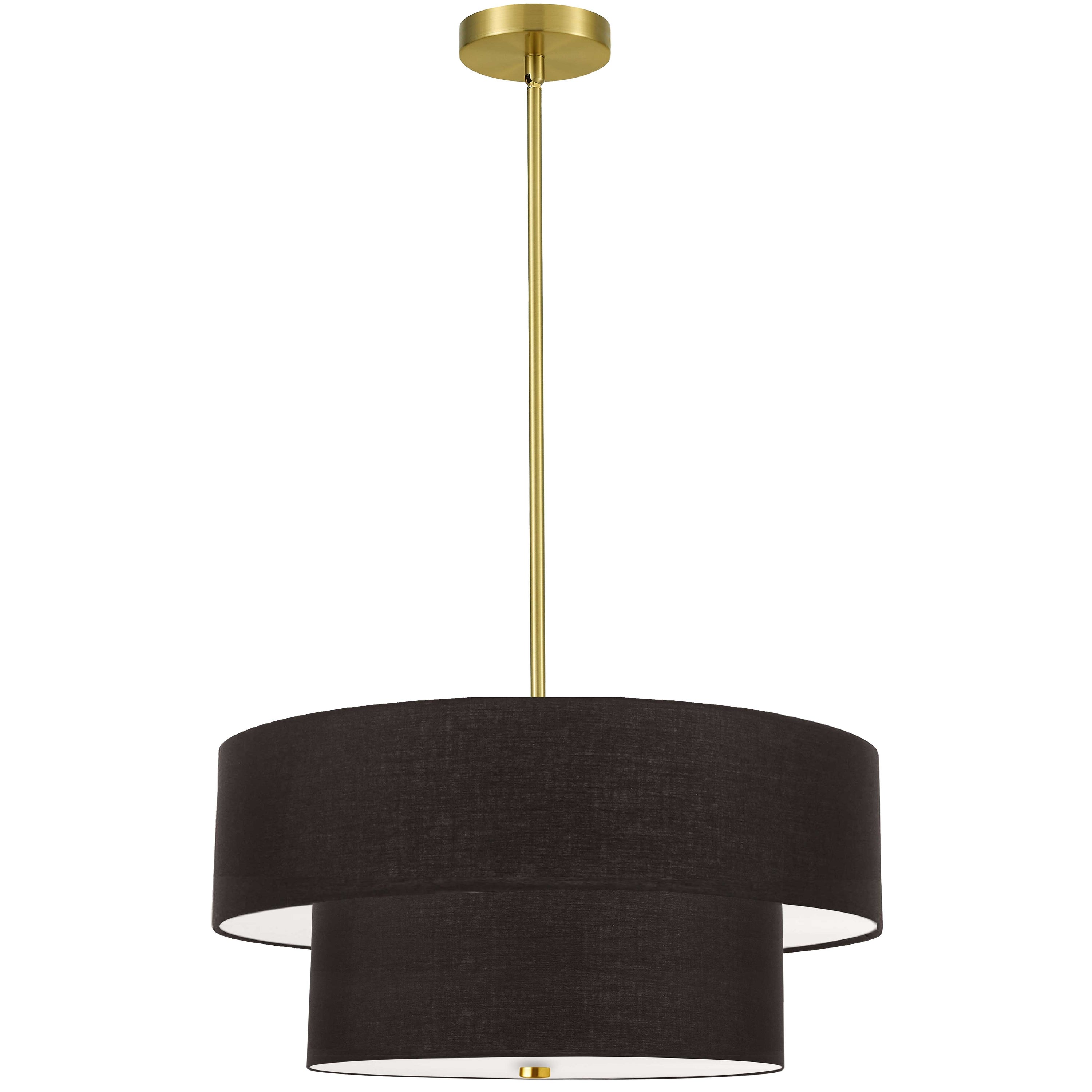 Dainolite Everly - 571-224P-AGB-BK - 4 Light 2 Tier Pendant, Aged Brass with Black Shade - Aged Brass