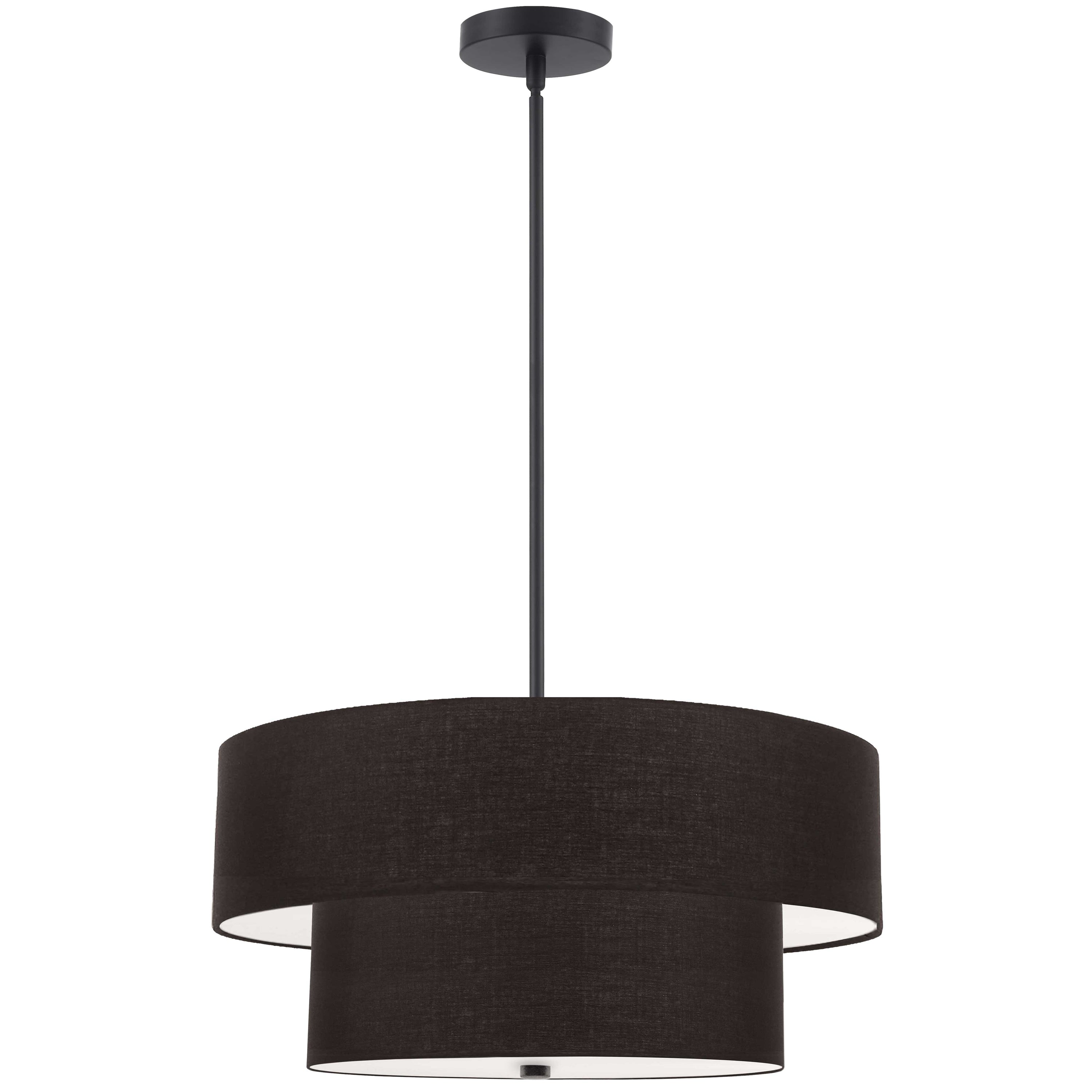 Dainolite Everly - 571-224P-MB-BK - 4 Light 2 Tier Pendant, Matte Black with Black Shade - Black