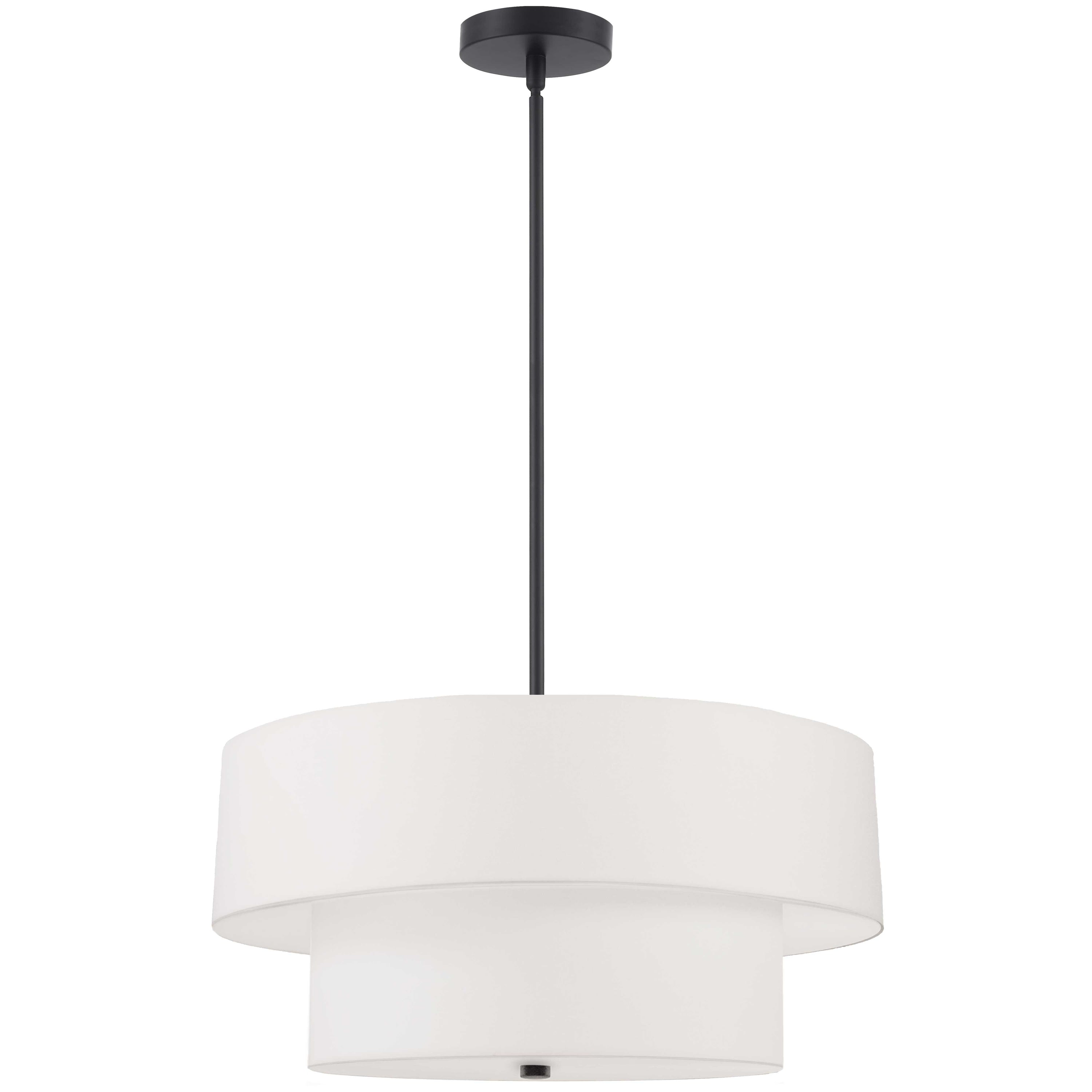 Dainolite Everly - 571-224P-MB-WH - 4 Light 2 Tier Pendant, Matte Black with White Shade - Black