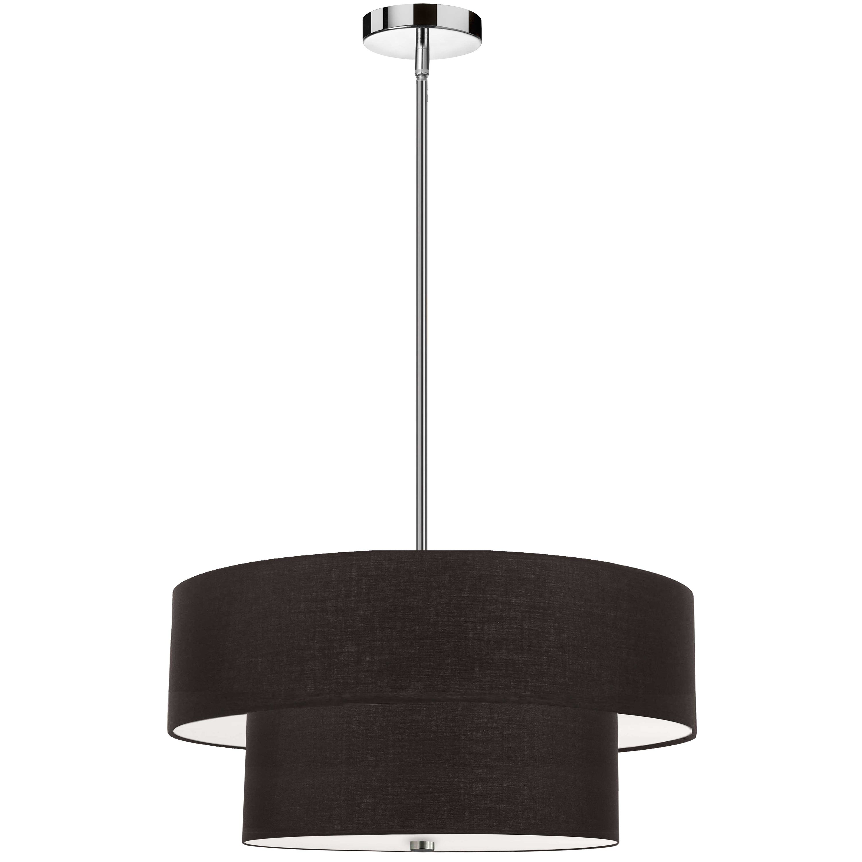 Dainolite Everly - 571-224P-PC-BK - 4 Light 2 Tier Pendant, Polished Chrome with Black Shade - Polished Chrome