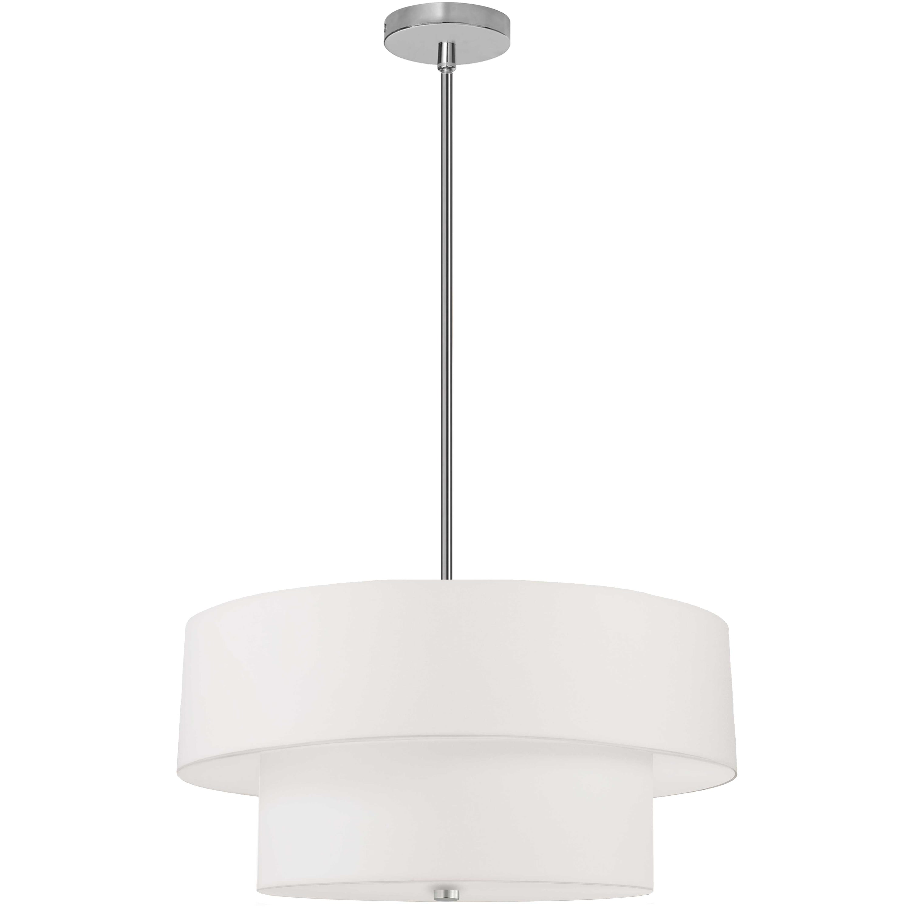 Dainolite Everly - 571-224P-SC-WH - 4 Light 2 Tier Pendant, Satin Chrome with White Shade - Satin Chrome