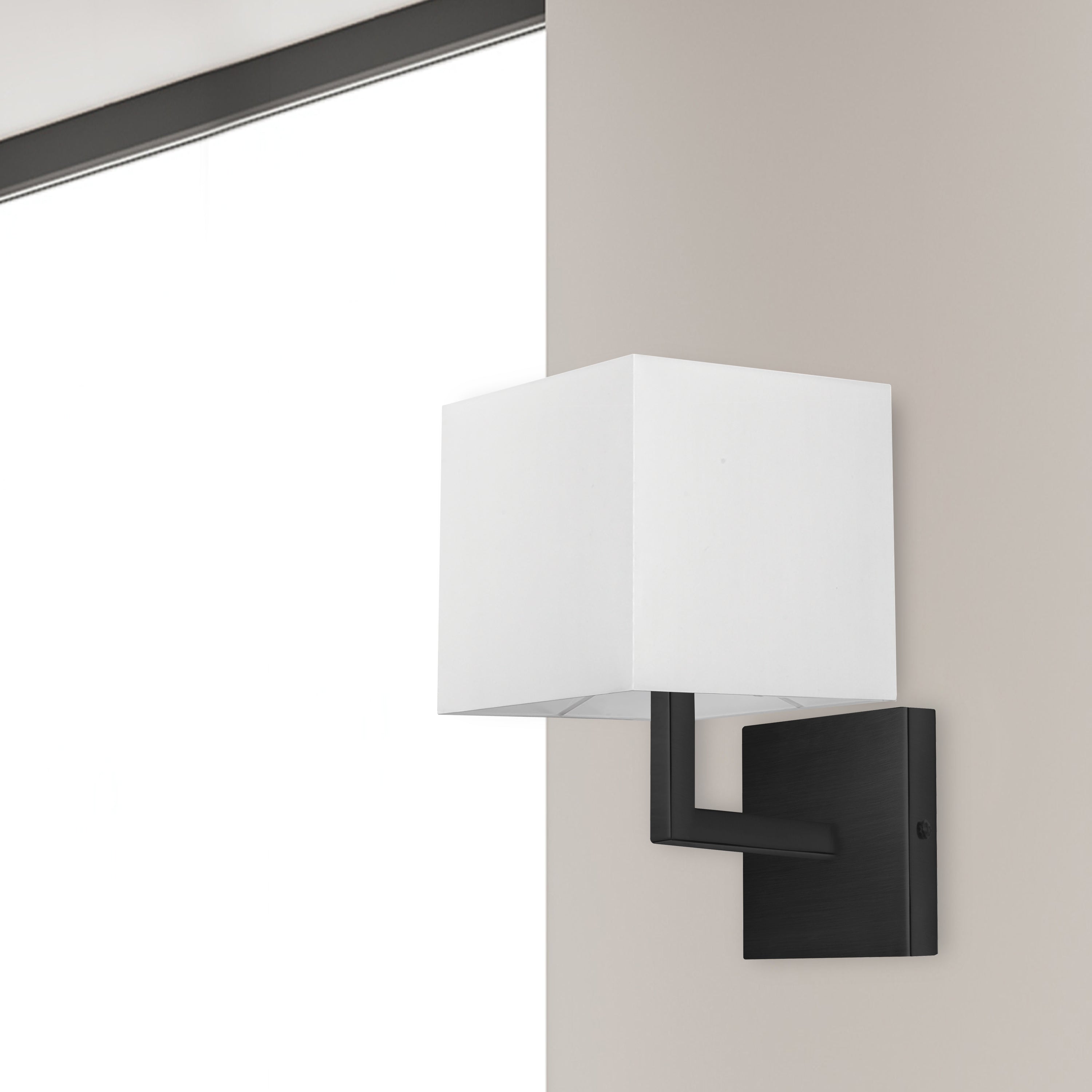 Dainolite Lucas - 77-1W-MB-WH - 1 Light Matte Black Wall Sconce w/ White Shade - Black