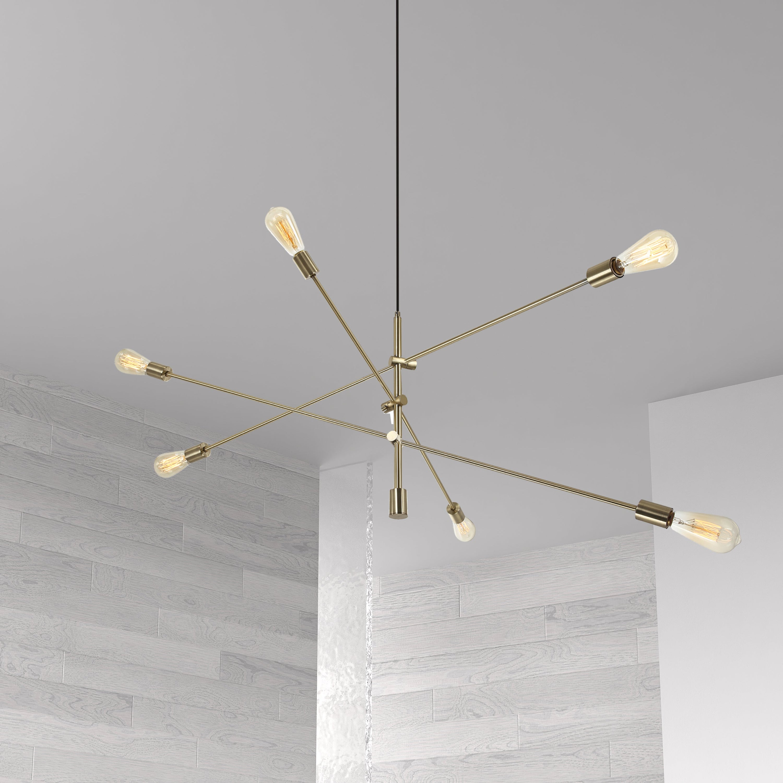 Dainolite Transitional - 816P-AGB - 6 Light Adjustable Pendant Aged Brass Finish - Aged Brass