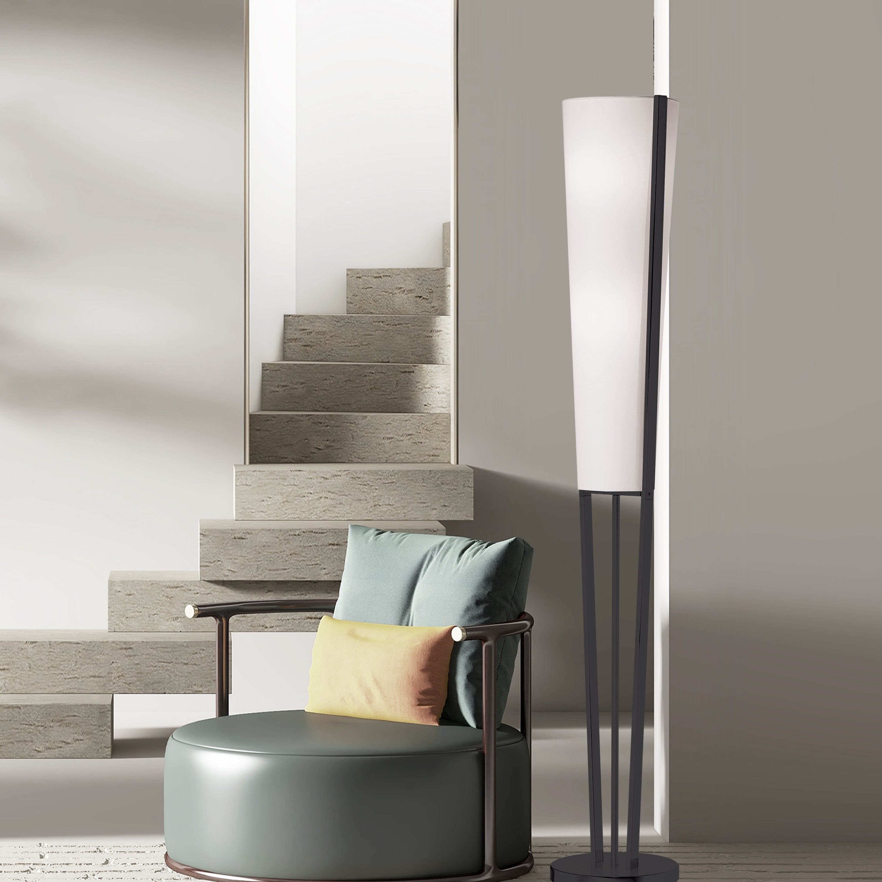 Dainolite Emotions - 83323F-MB - 2 Light Floor Lamp, Matte Black with White Shade - Black