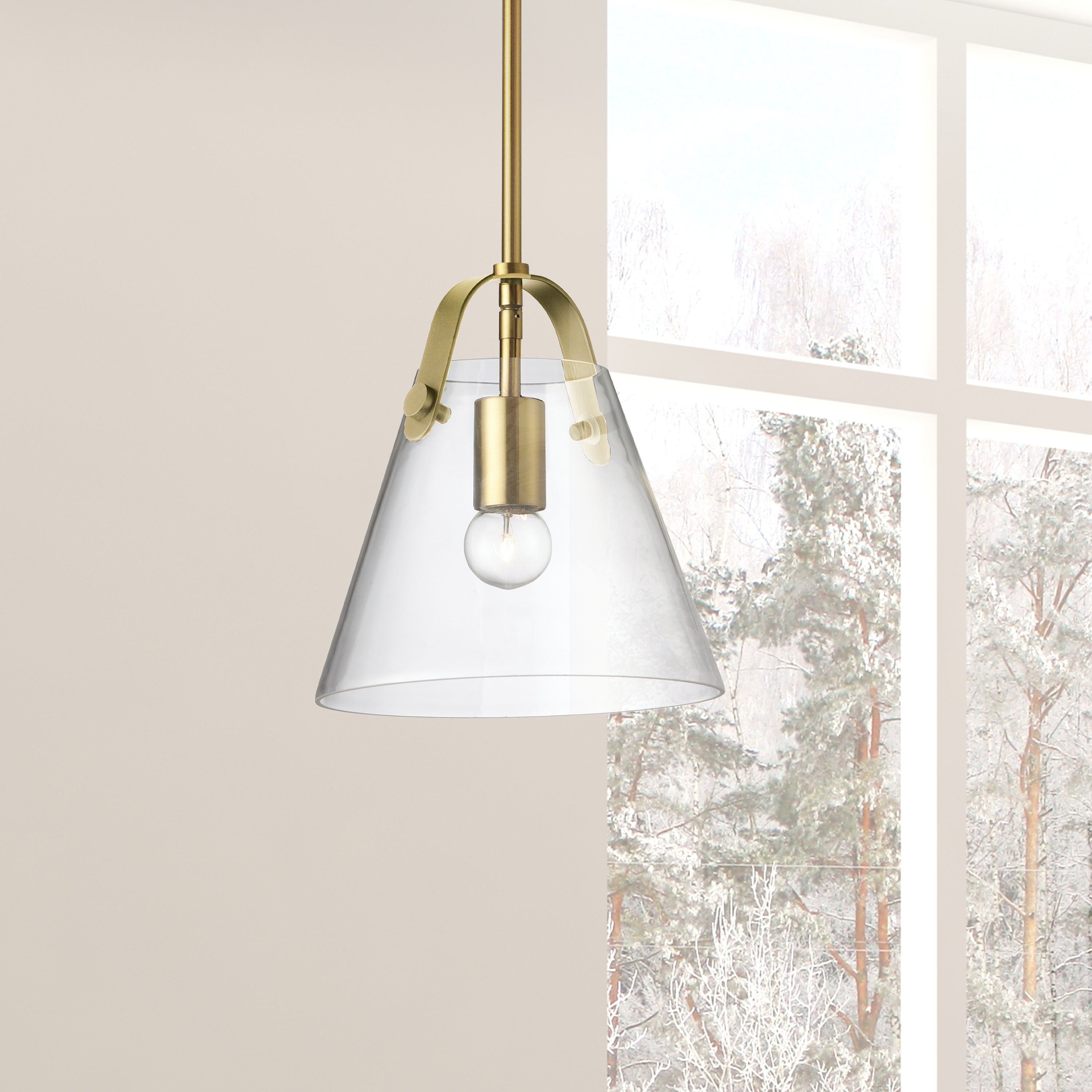 Dainolite Polly - 871-91P-AGB - 1 Light Pendant, Aged Brass w/ Clear Glass - Clear