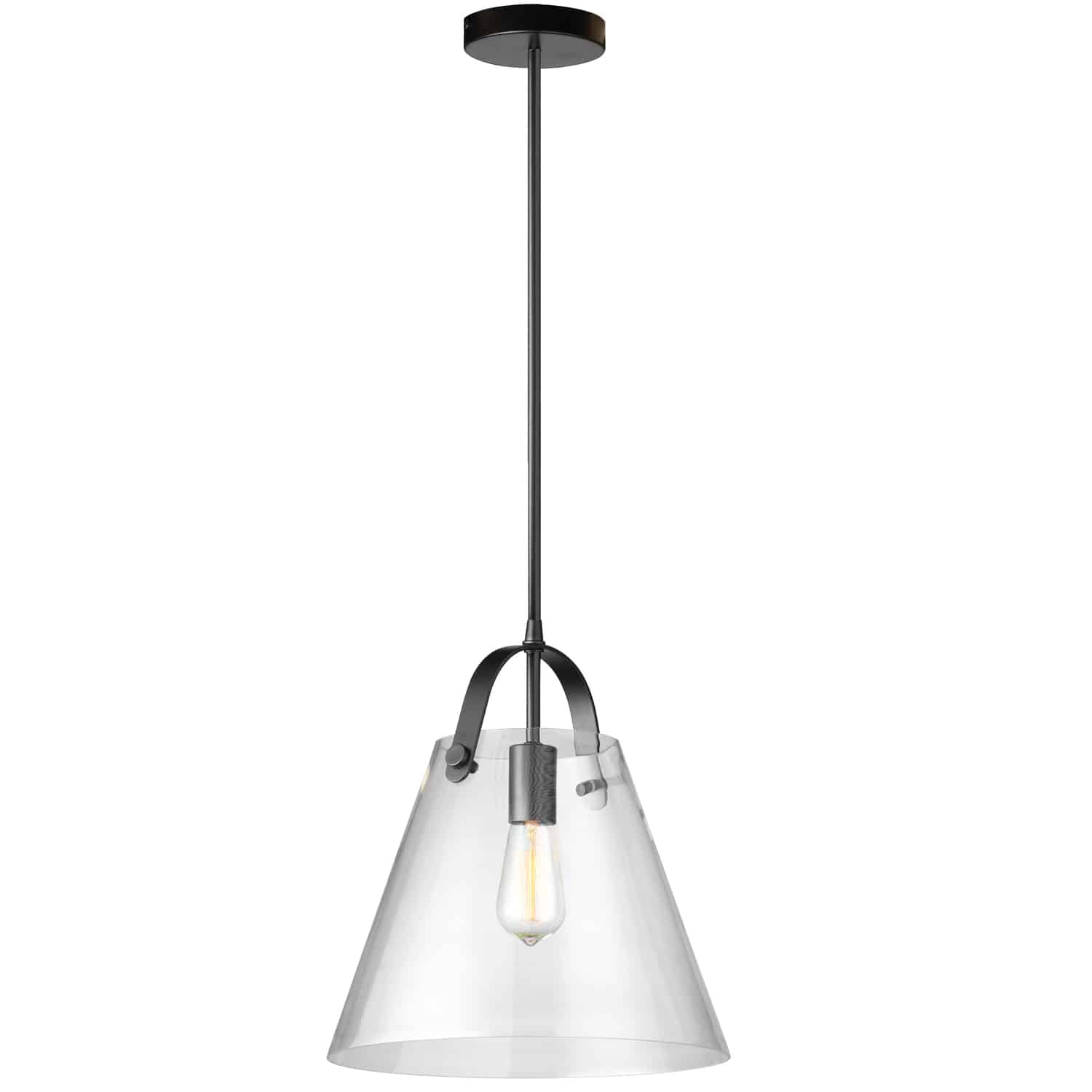 Dainolite Polly - 871P-BK - 1 Light Pendant Matte Black Finish with Clear Glass - Black