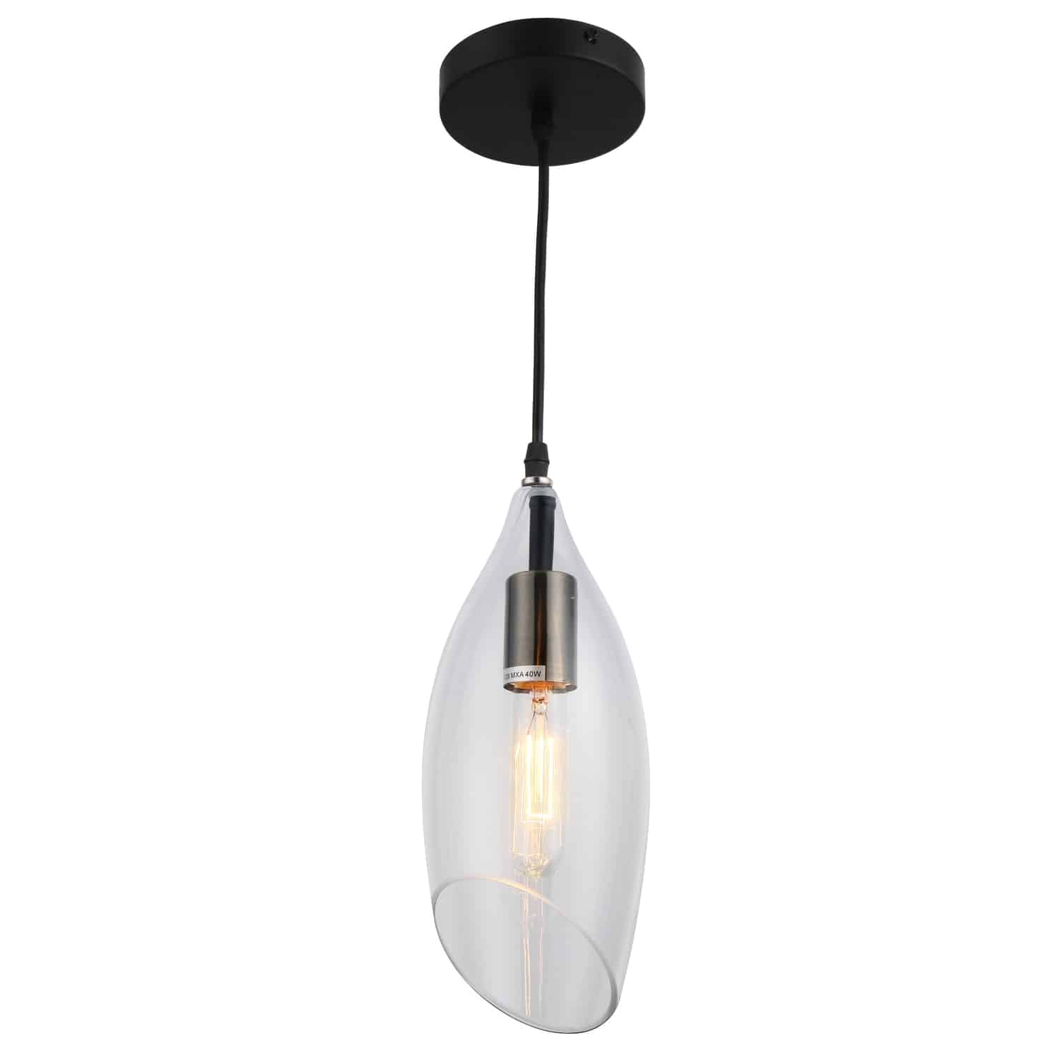 Dainolite Abba - ABB-61P-CL - 1 Light Pendant, Black Finish with Clear Glass - Black