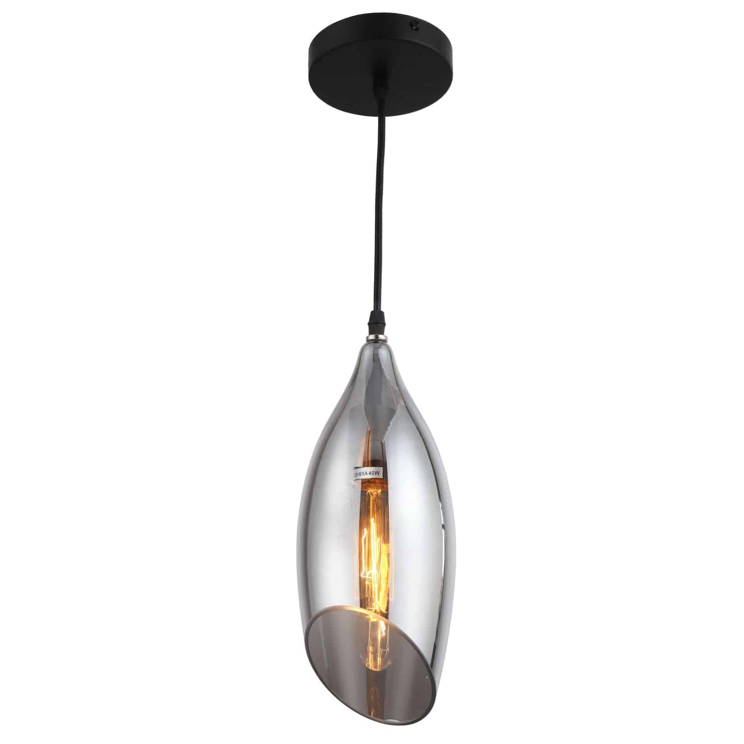 Dainolite Abba - ABB-61P-SM - 1 Light Pendant, Black Finish with Smoked Glass - Black