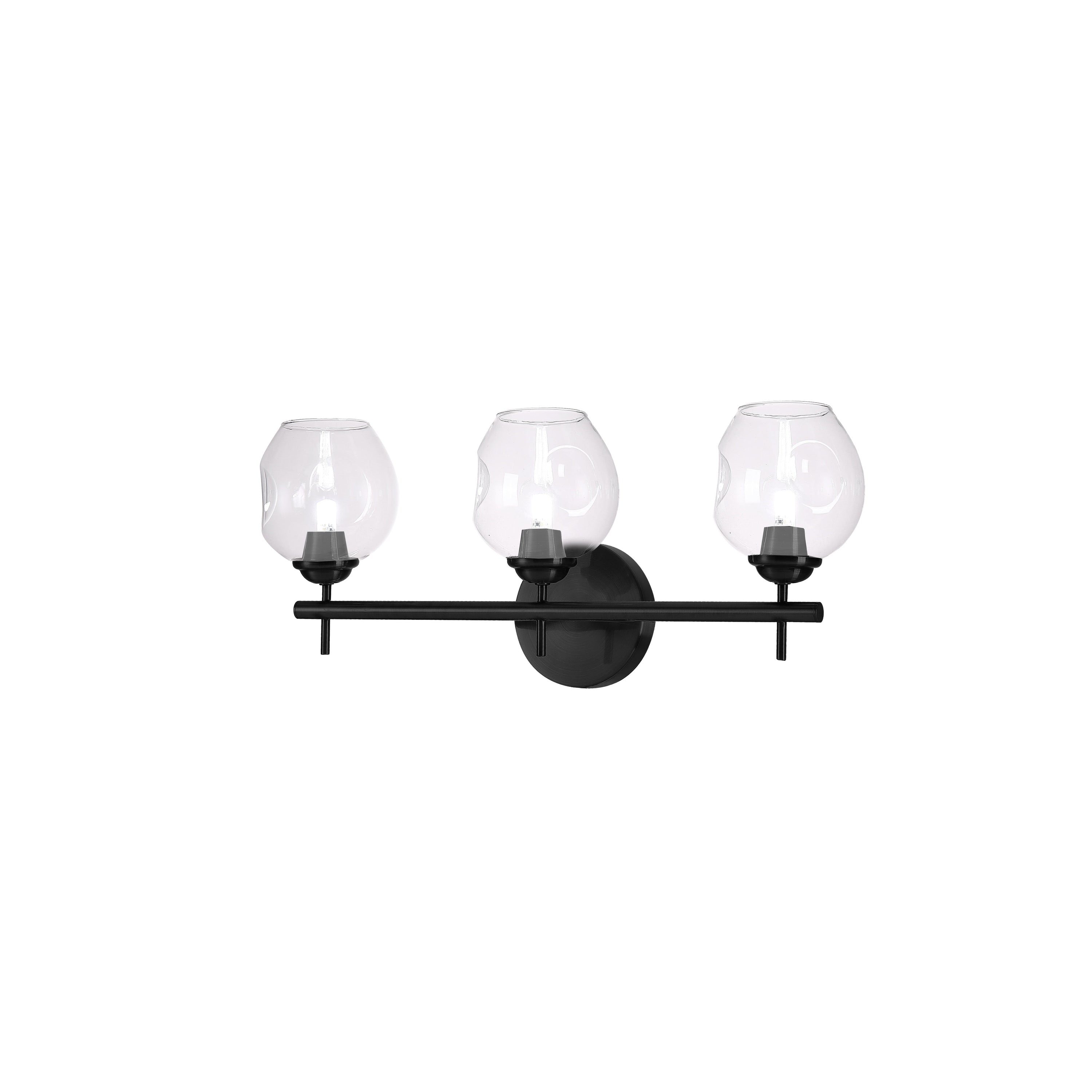 Dainolite Abii - ABI-203W-MB-CLR - 3 Light Matte Black Vanity Fixture w/ Clear Glass - Black