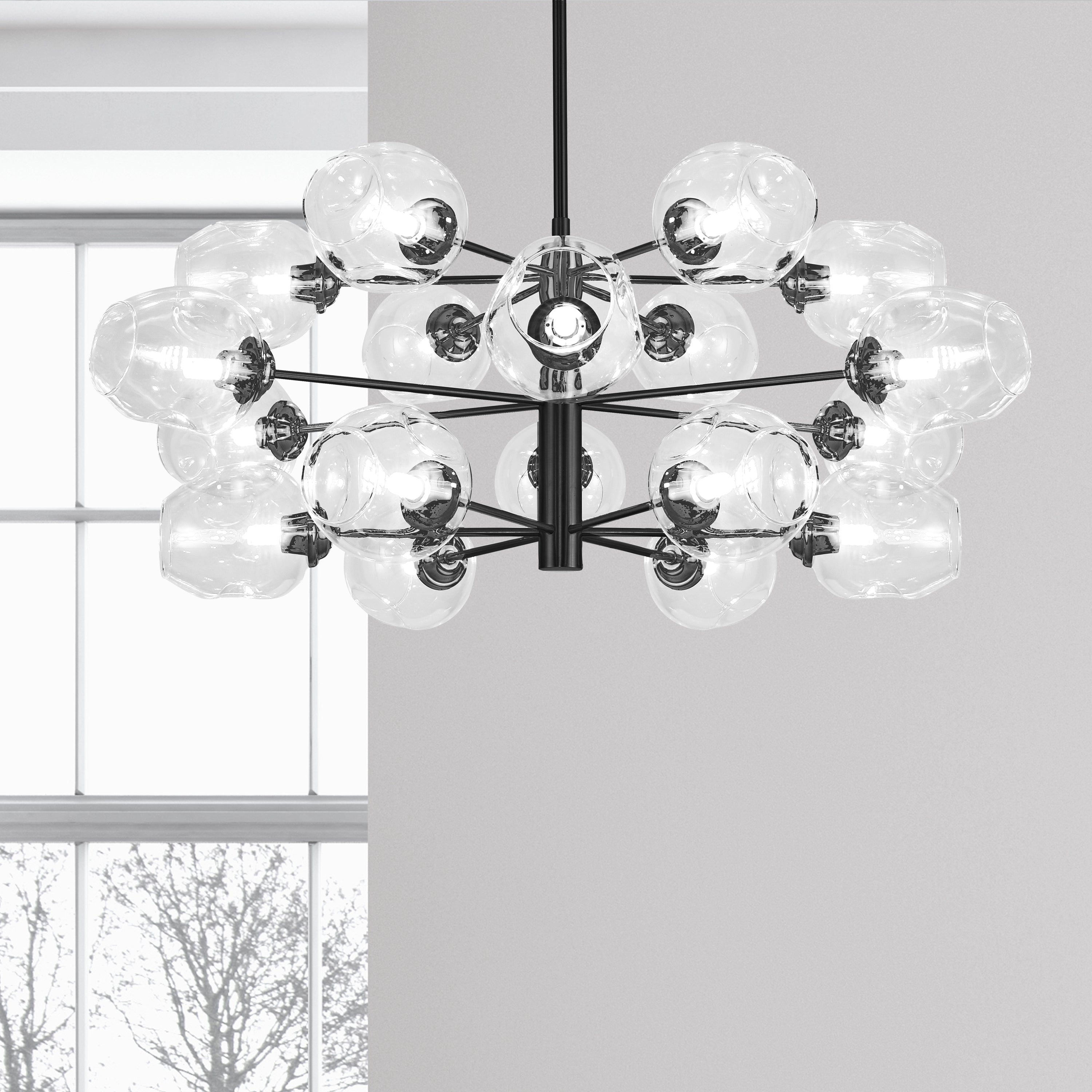 Dainolite Abii - ABI-3318C-MB-CLR - 18 Light Chandelier Fixture Matte Black with Clear Glass - Matte Black