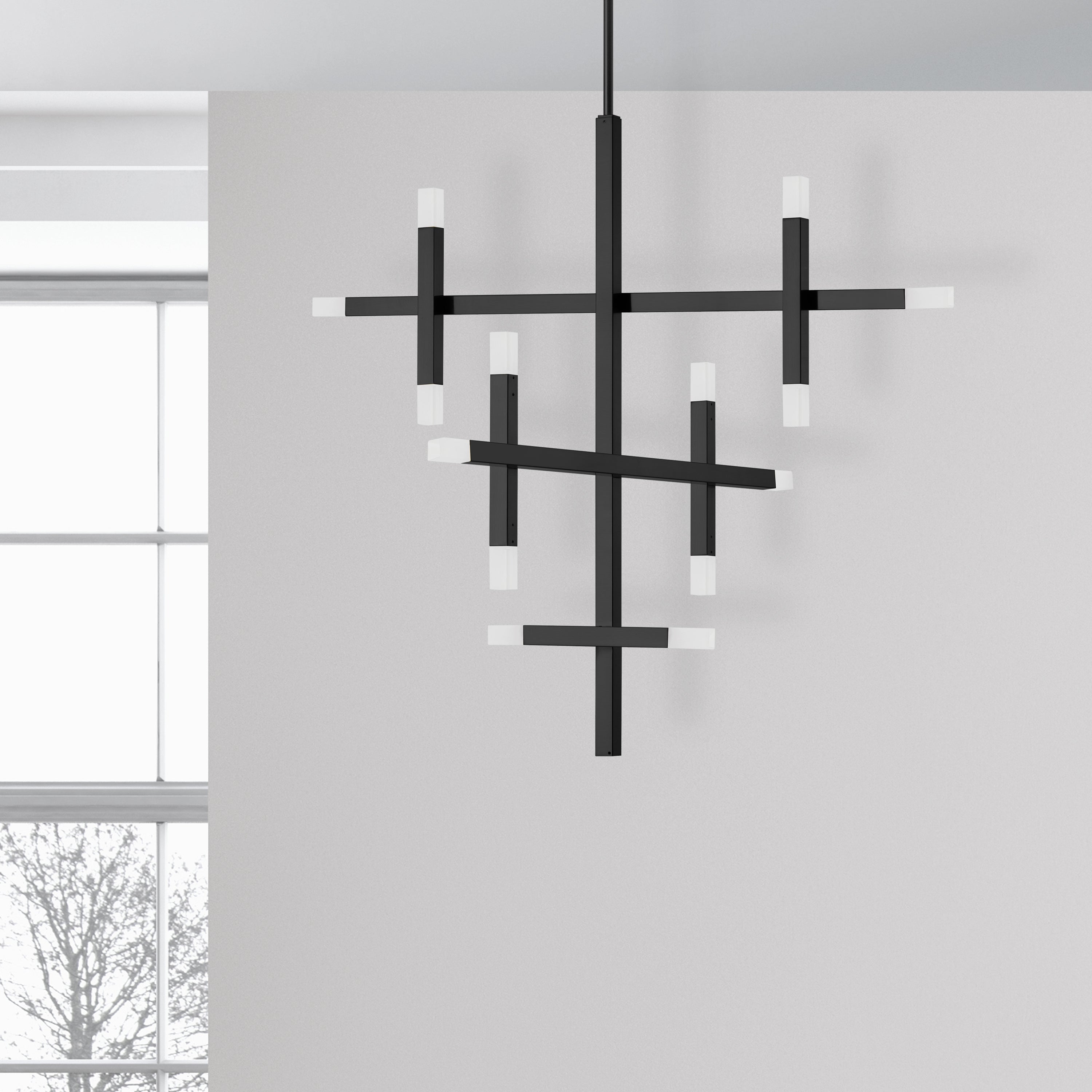 Dainolite Acasia - ACS-3656C-MB-FR - 42W Chandelier Fixture Matte Black with Frosted Acrylic Diffuser - Matte Black