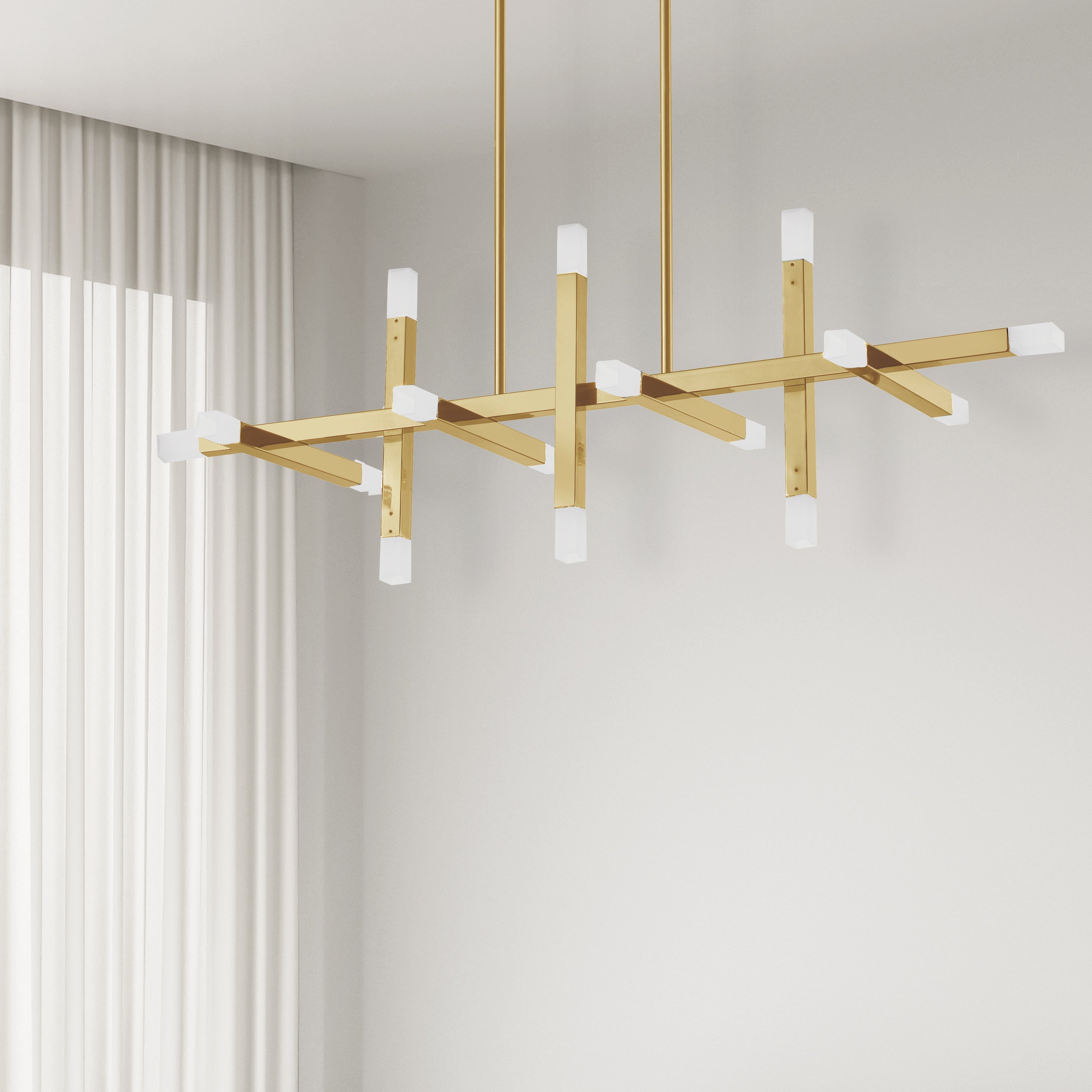 Dainolite Acasia - ACS-4064HC-AGB-FR - 48W Horizontal Chandelier Fixture Aged Brass with Frosted Acrylic Diffuser - Aged Brass