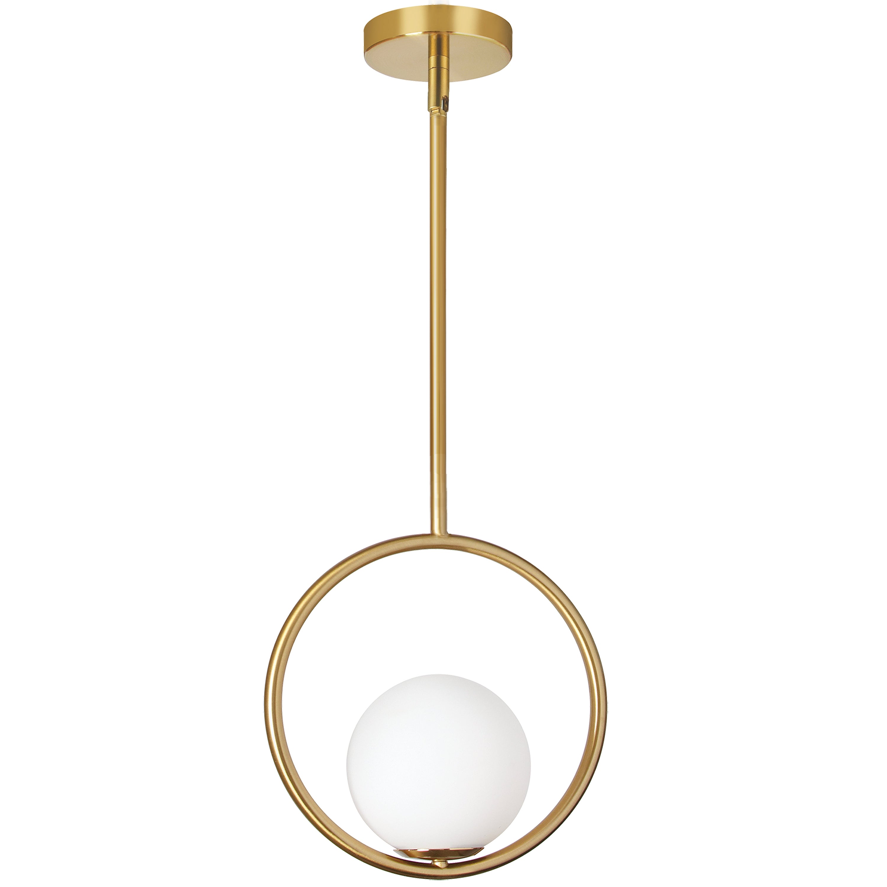 Dainolite Adrienna - ADR-101P-AGB - 1 Light Pendant Aged Brass Finish with White Glass - Aged Brass