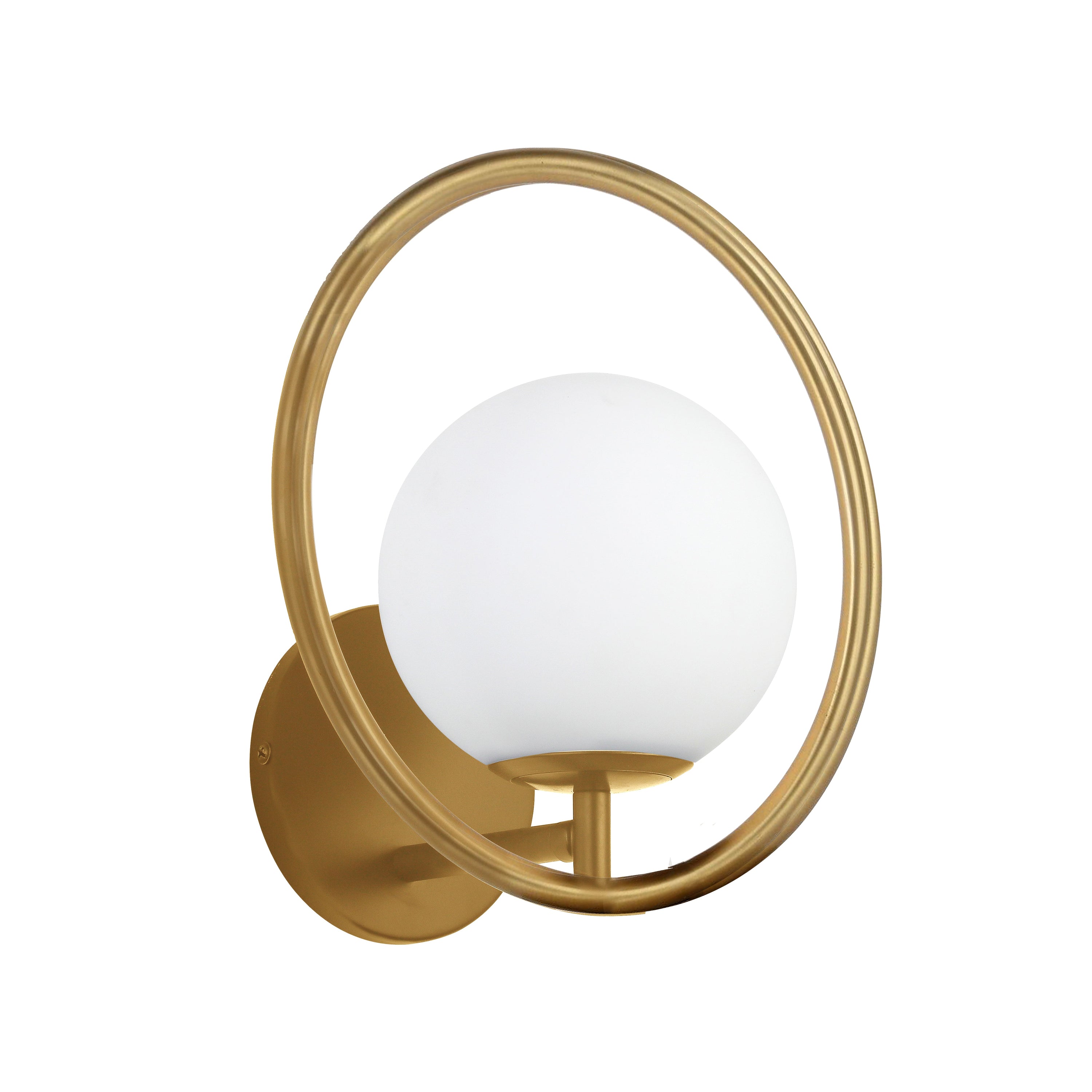 Dainolite ADR-91W-AGB 1 Light Halogen Wall Sconce, Aged Brass w/ White Glass