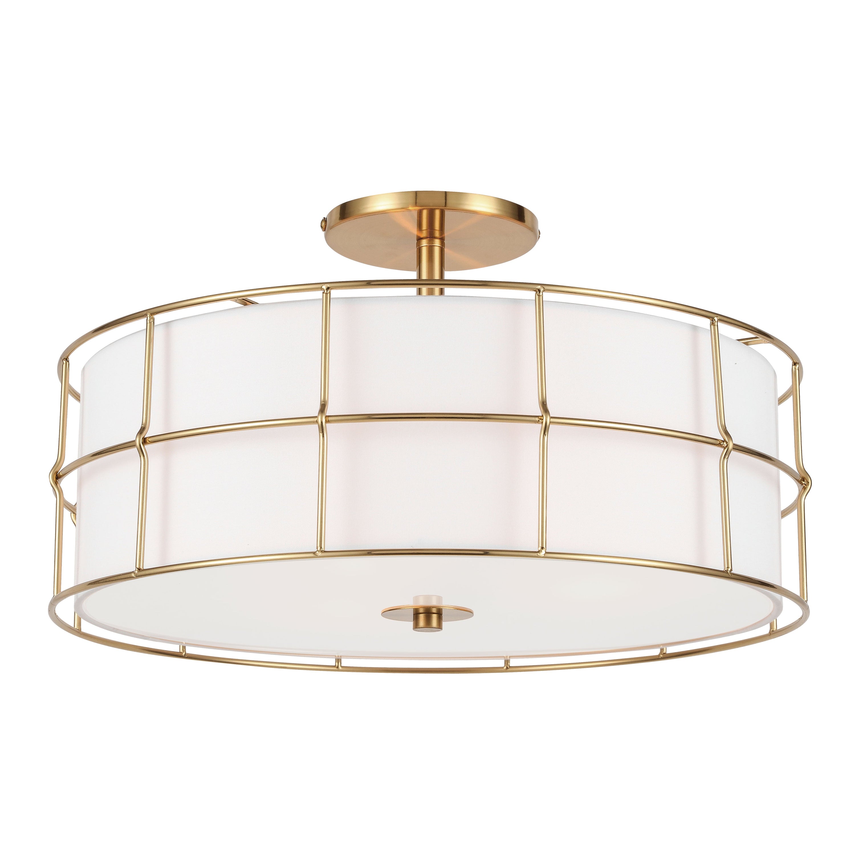 Dainolite Alcala - ALC-163SF-AGB - 3 Light Aged Brass Semi-Flush Mount Fixture w/White Shade - Aged Brass