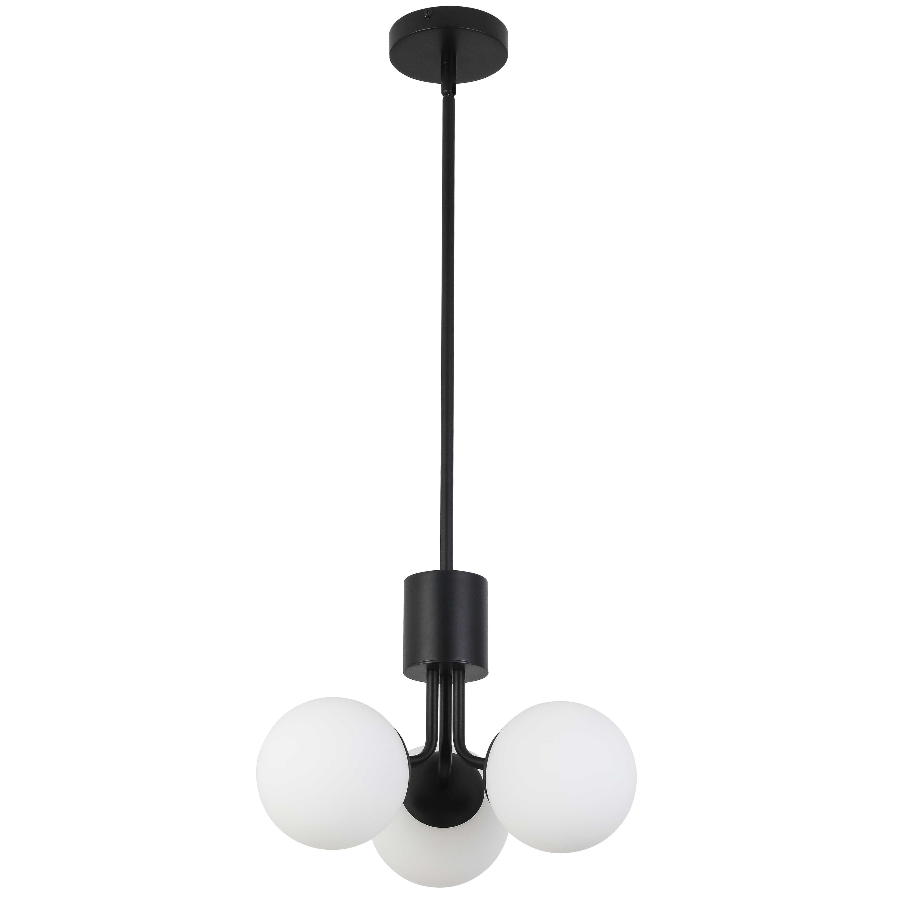 Dainolite Amanda - AMA-153P-MB - 3 Light Pendant Matte Black with White Opal Glass - Matte Black