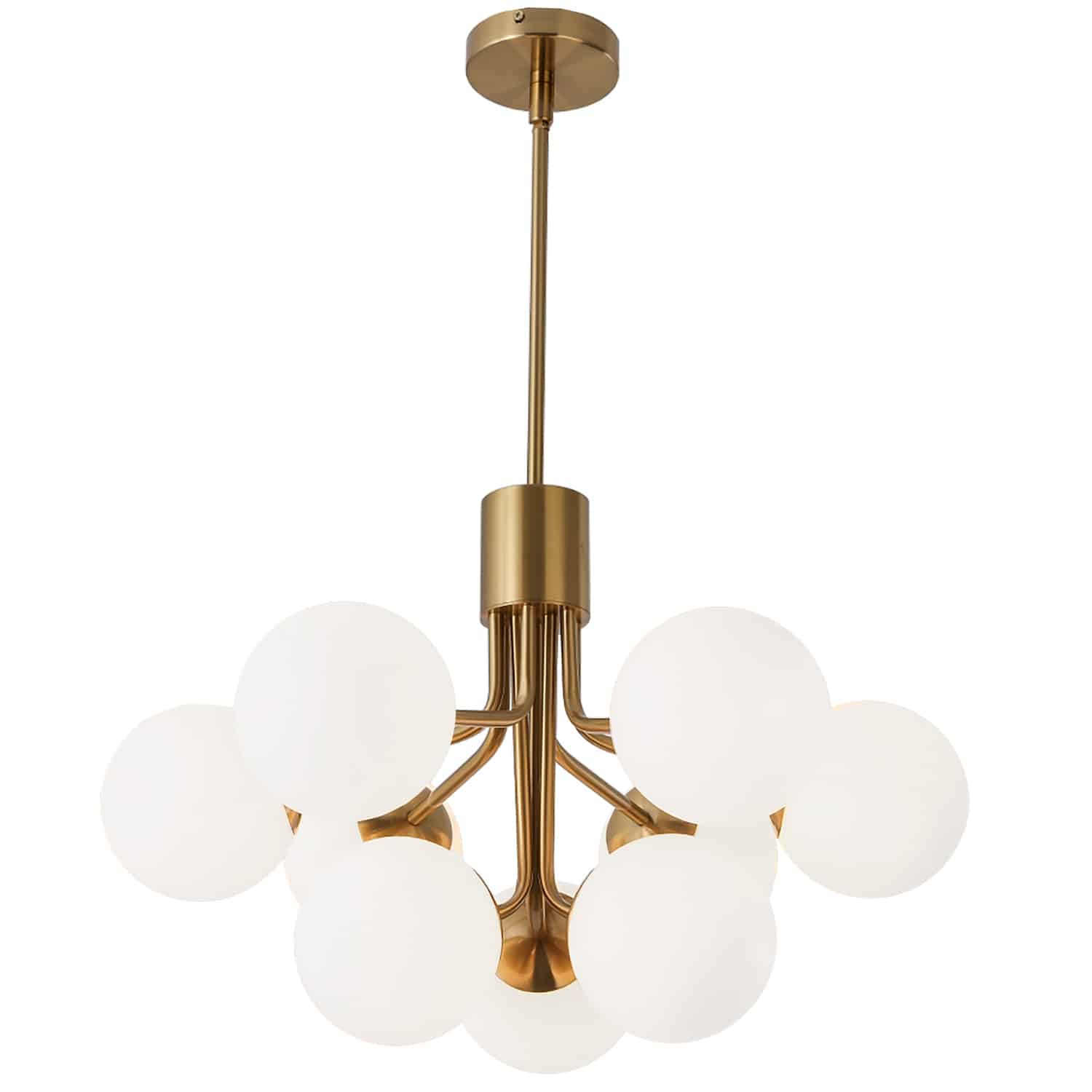 Dainolite Amanda - AMA-249C-AGB - 9 Light Chandelier Fixture, Aged Brass with Opal Glass - Aged Brass