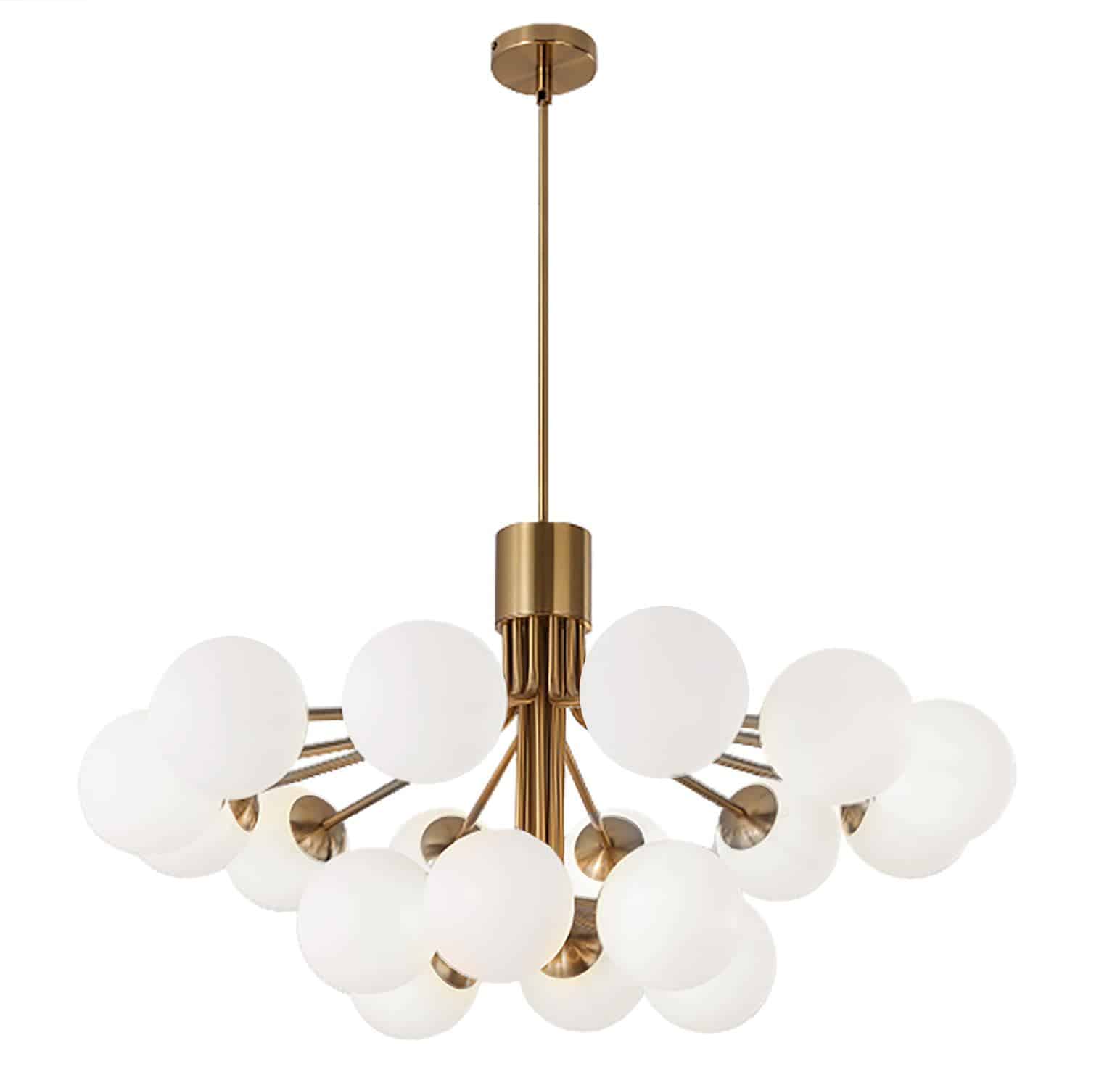 Dainolite Amanda - AMA-3618C-AGB - 18 Light Chandelier Fixture, Aged Brass with Opal Glass - Aged Brass