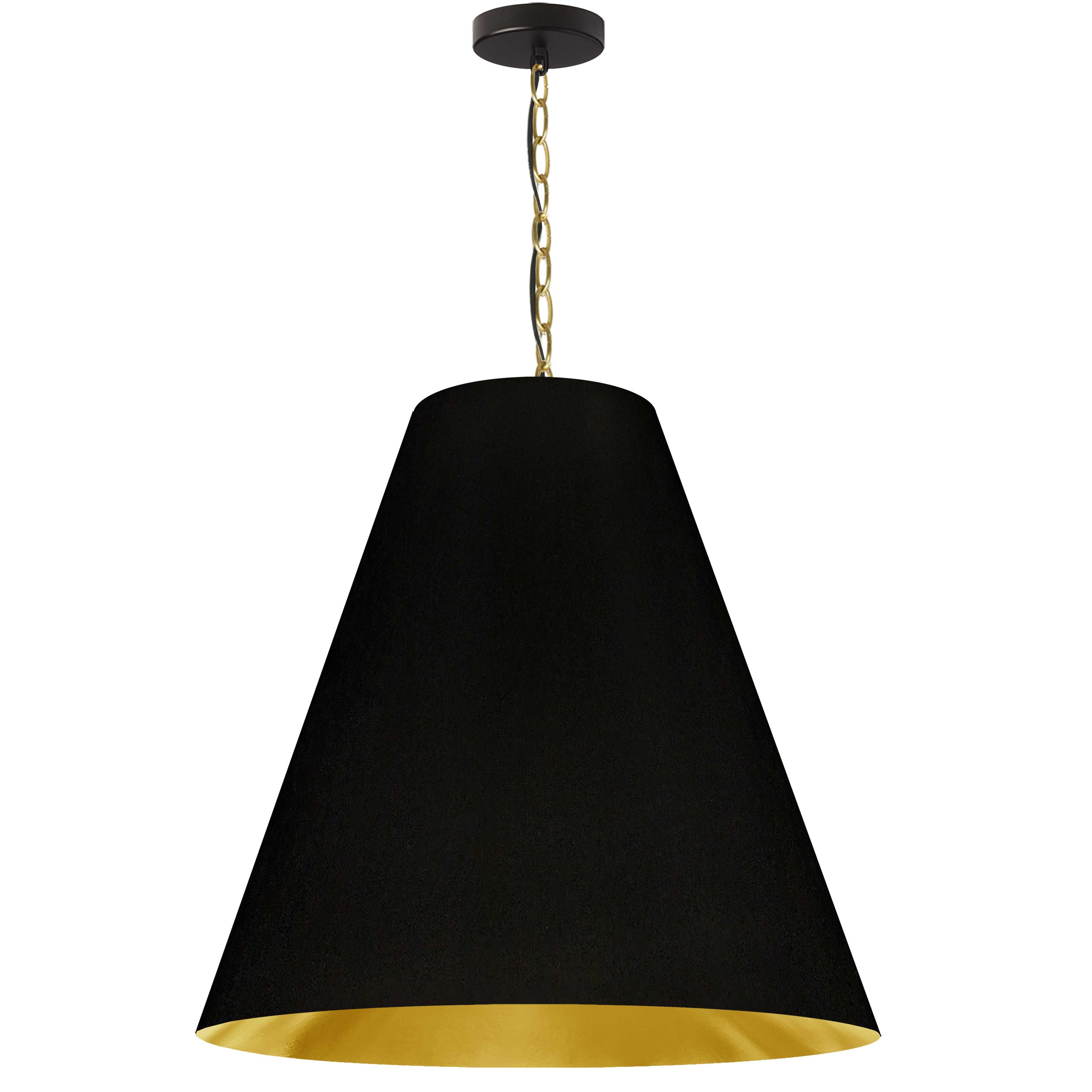 Dainolite Anaya - ANA-L-AGB-698 - 1 Light Large Anaya Aged Brass Pendant with Black/Gold Shade - Black