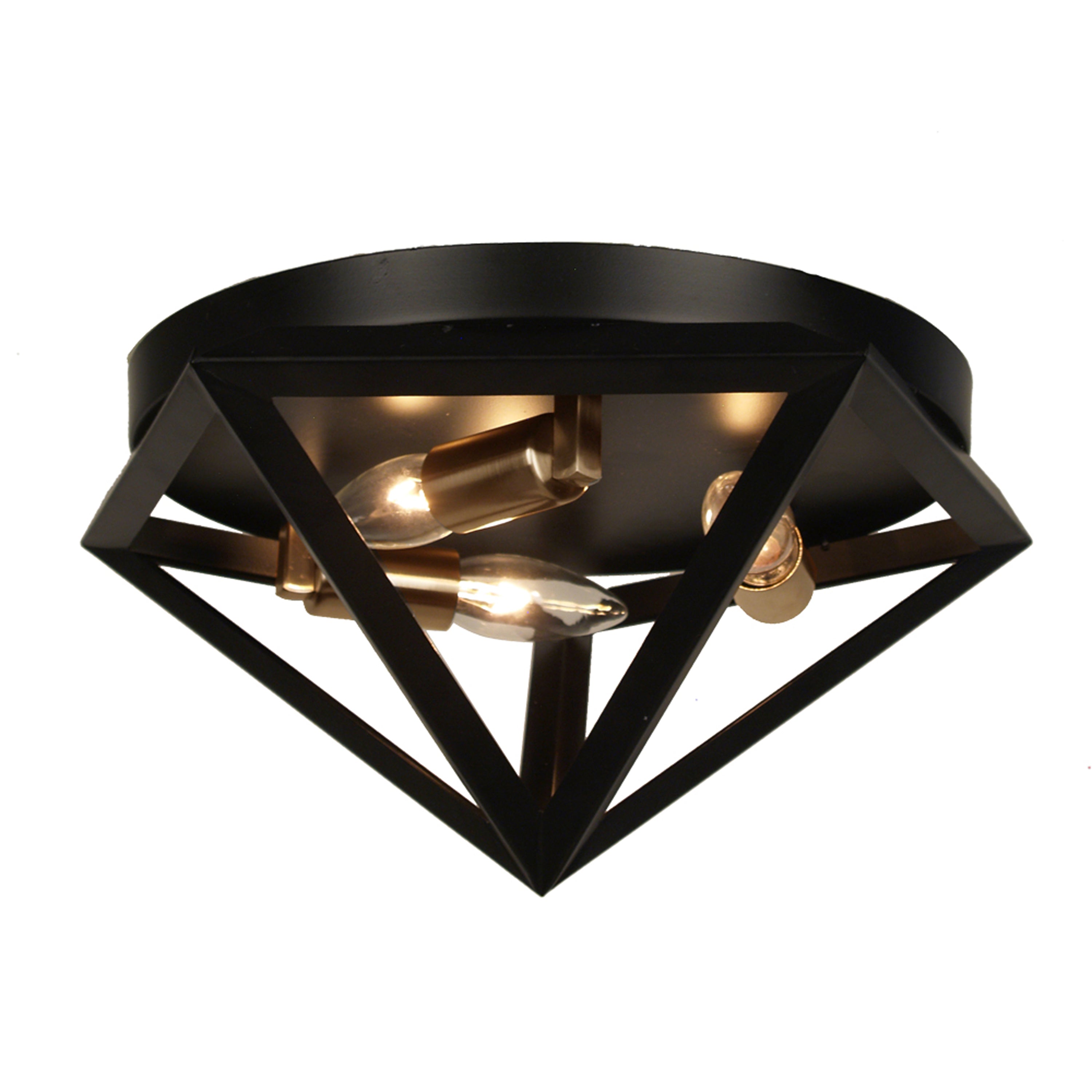 Dainolite Archello - ARC-123FH-AB - 3 Light Flush Mount Fixture, Matte Black with Antique Brass Accents - Black