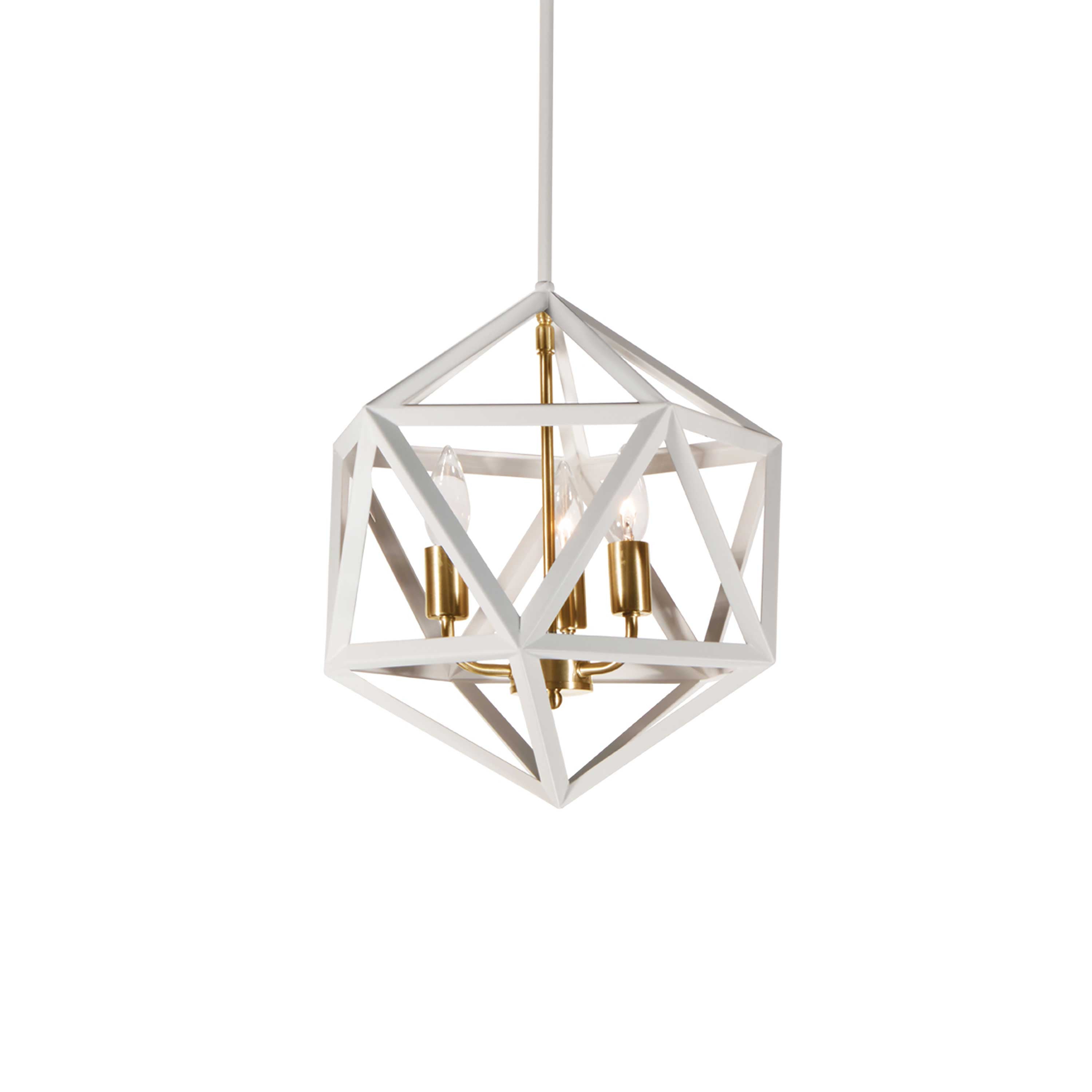 Dainolite Archello - ARC-143C-WH-VB - 3 Light Chandelier Fixture, Matte White with Vintage Bronze Accents - White