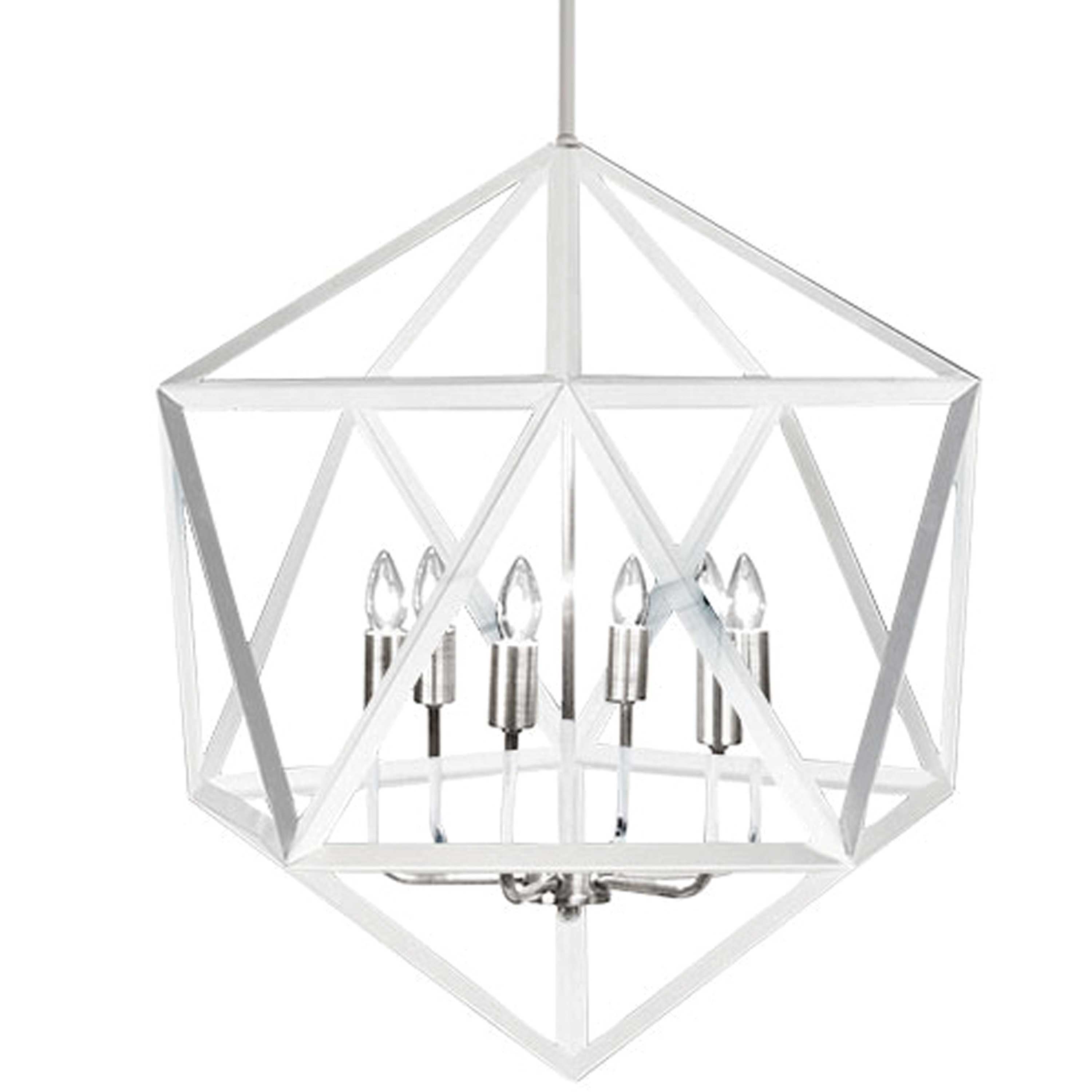 Dainolite Archello - ARC-226C-WH-SC - 6 Light Chandelier Fixture, Matte White with Satin Chrome Accents - White