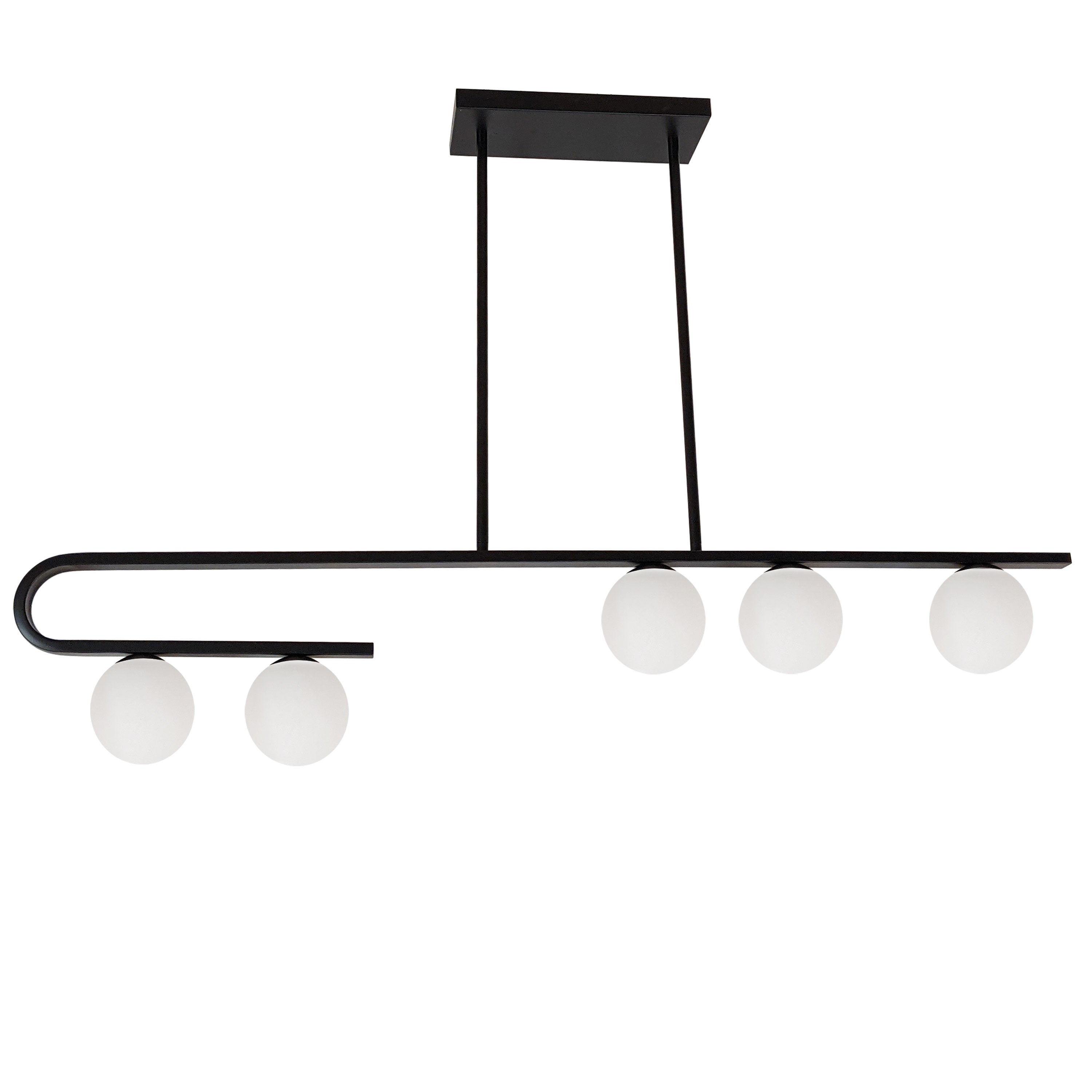 Dainolite Atlas - ATL-445HP-MB - 5 Light Matte Black Horizontal Pendant w/ White Glass - Black