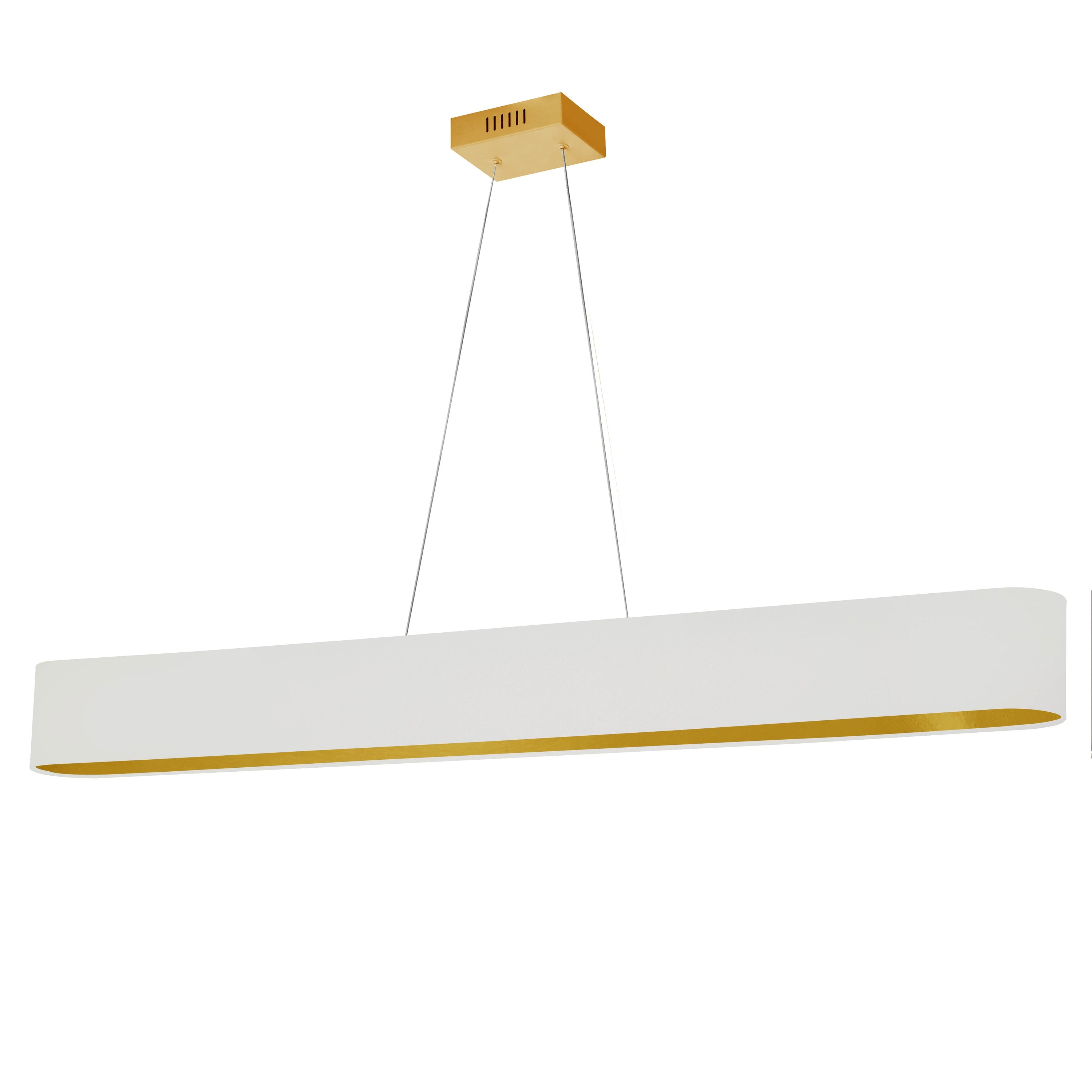 Dainolite Aubrey - AUB-R5030HP-AGB-692 - 30W Horizontal Aged Brass Pendant with White/Gold Shade - White