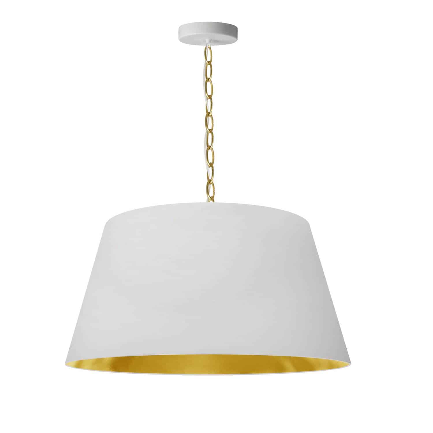 Dainolite Brynn - BRY-M-AGB-692 - 1 Light Brynn Medium Pendant, White/Gold Shade, Aged Brass - White