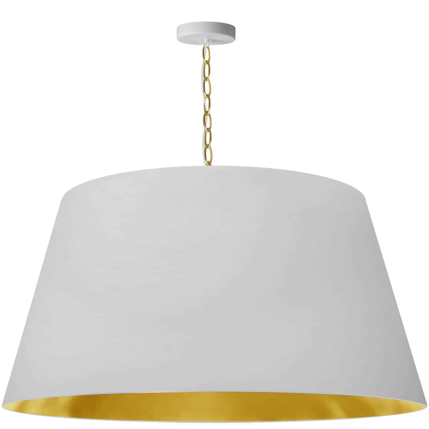 Dainolite Brynn - BRY-XL-AGB-692 - 1 Light Brynn Extra Large Pendant, White/Gold Shade, Aged Brass - White