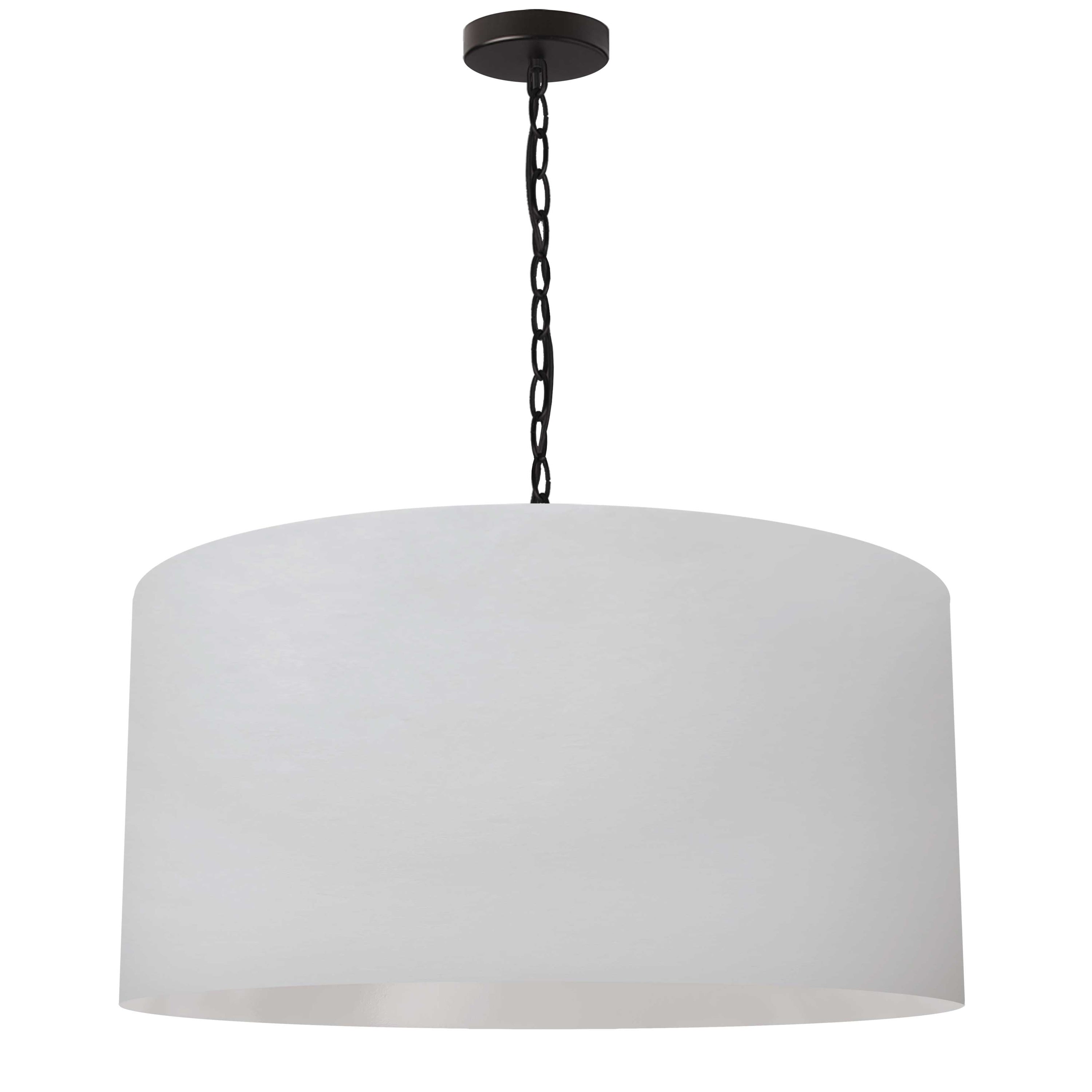 Dainolite Braxton - BXN-L-BK-790 - 1 Light Large Braxton Black Pendant w/ White Shade - White