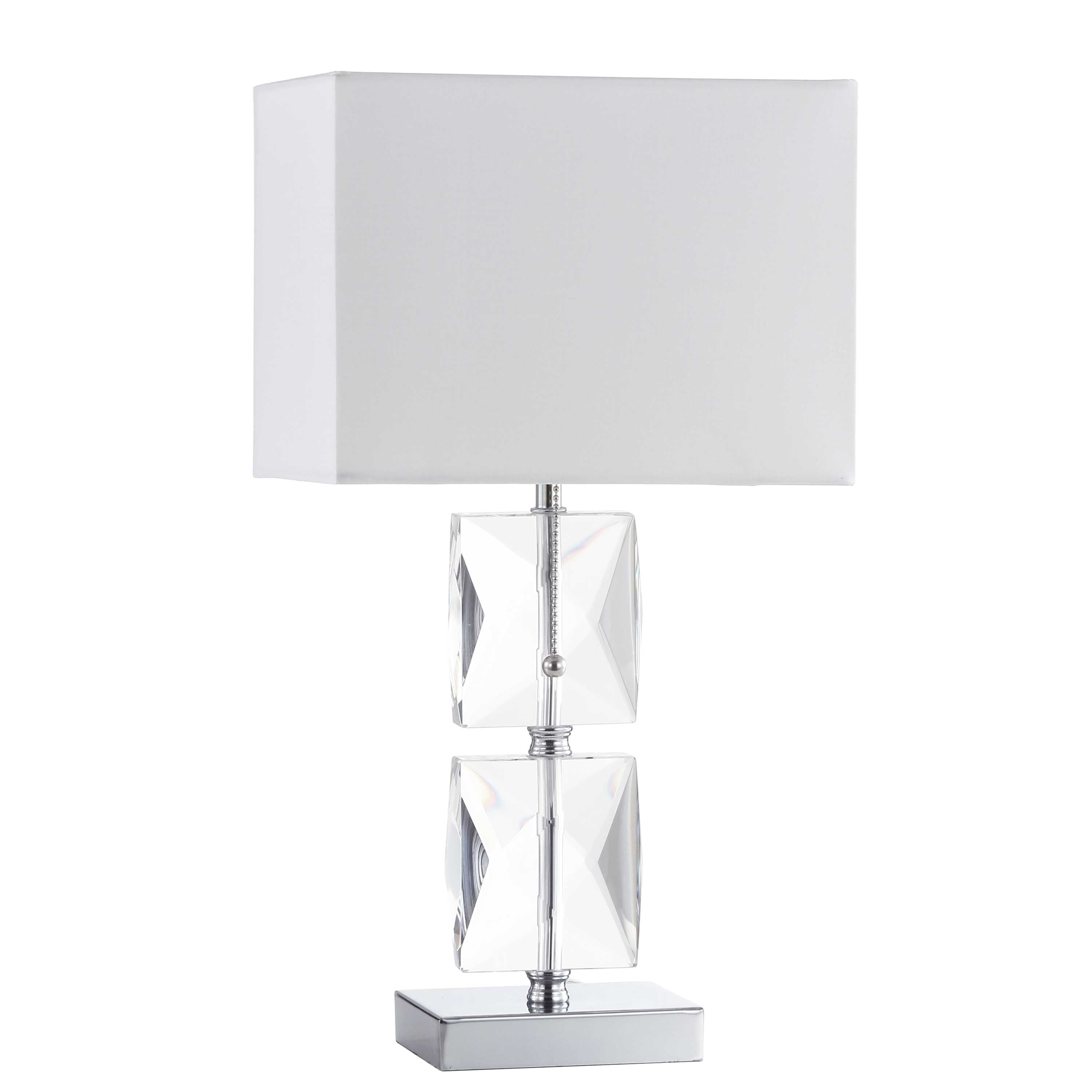 Dainolite Transitional - C96T-PC - 1 Light Crystal Table Lamp Polished Chrome Finish Rolled Edge Top and Bottom Virgin White Shade - Polished Chrome