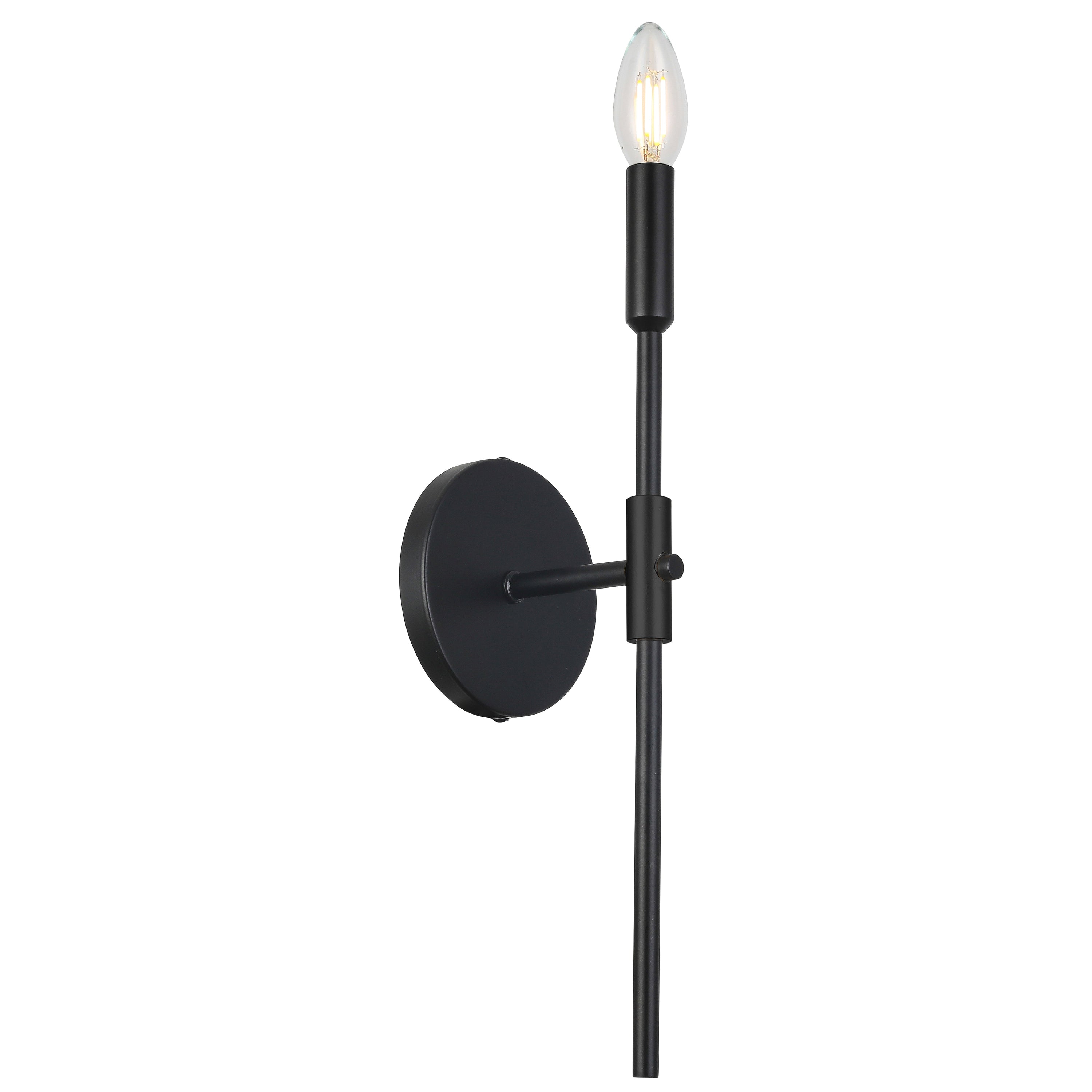 Dainolite CIN-161W-MB 1 Light Incandescent Wall Satin Chrome Matte Black