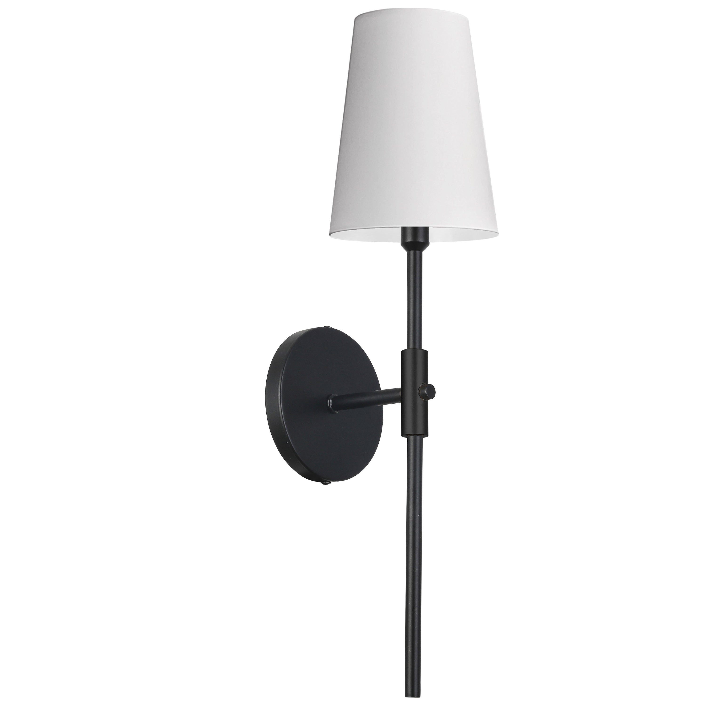 Dainolite CIN-211W-MB-790 1 Light Incandescent Wall Satin Chrome Matte Black with White Shade