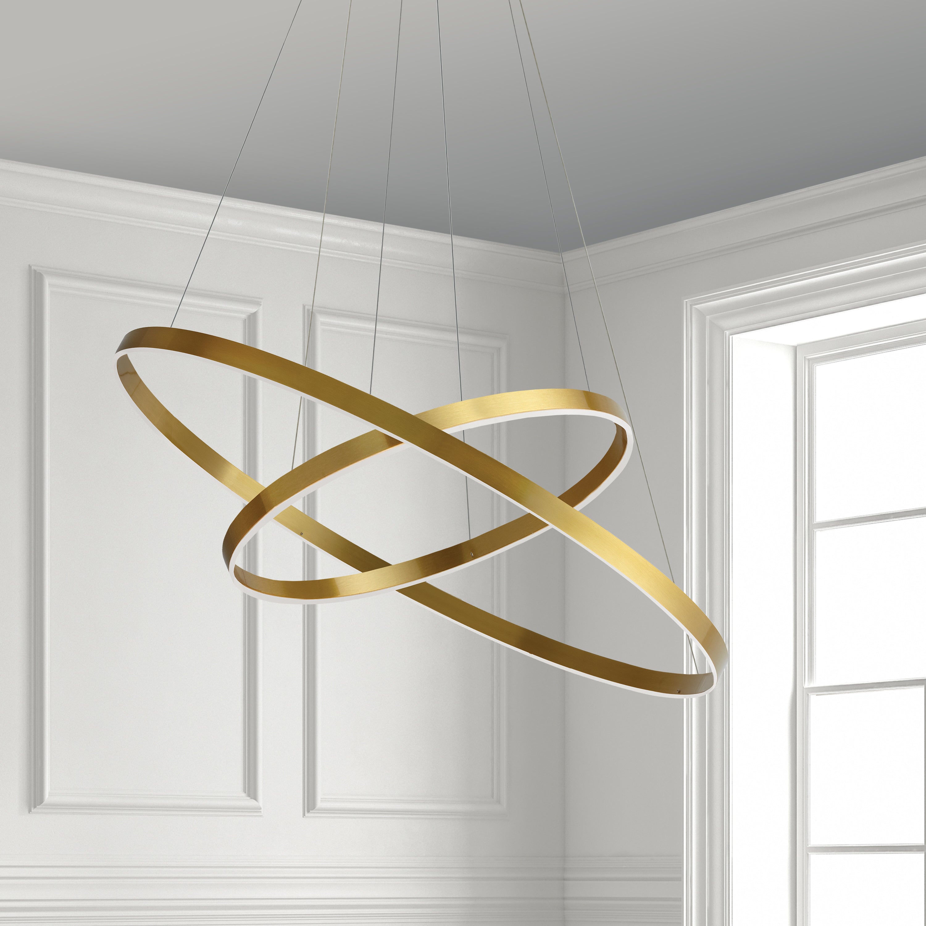 Dainolite Circulo - CIR-1497C-AGB - 97W Chandelier Fixture, Aged Brass w/ White Acrylic Diffuser - Aged Brass