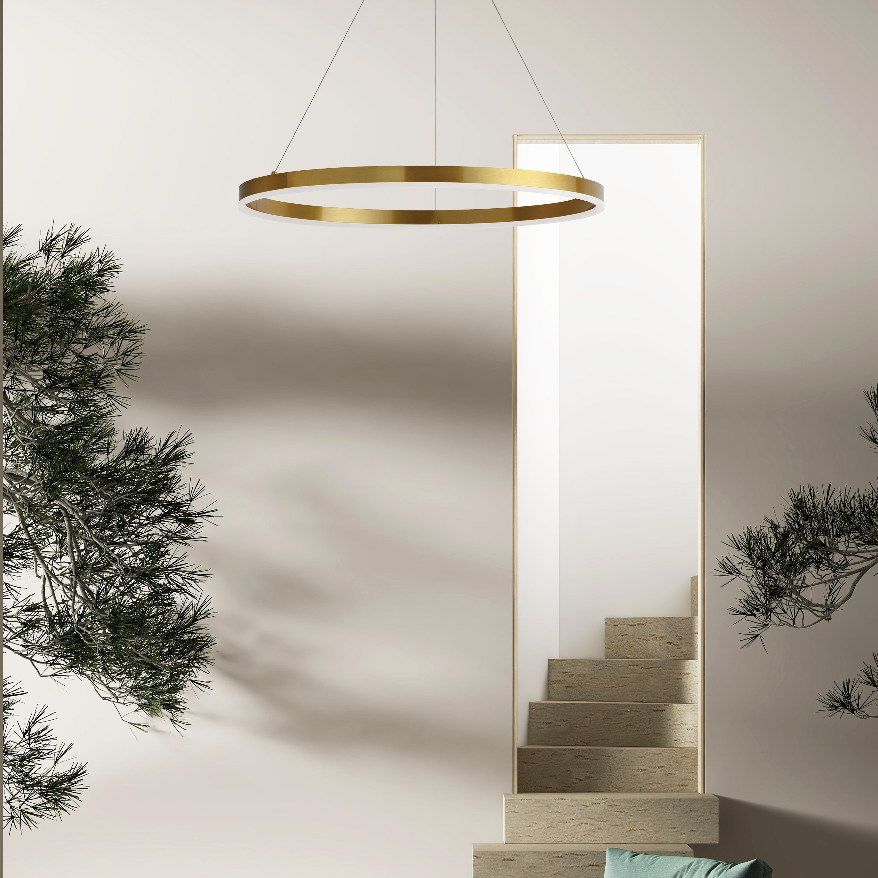 Dainolite Circulo - CIR-2434C-AGB - 34W Chandelier Fixture, Aged Brass with White Acrylic Diffuser - Aged Brass