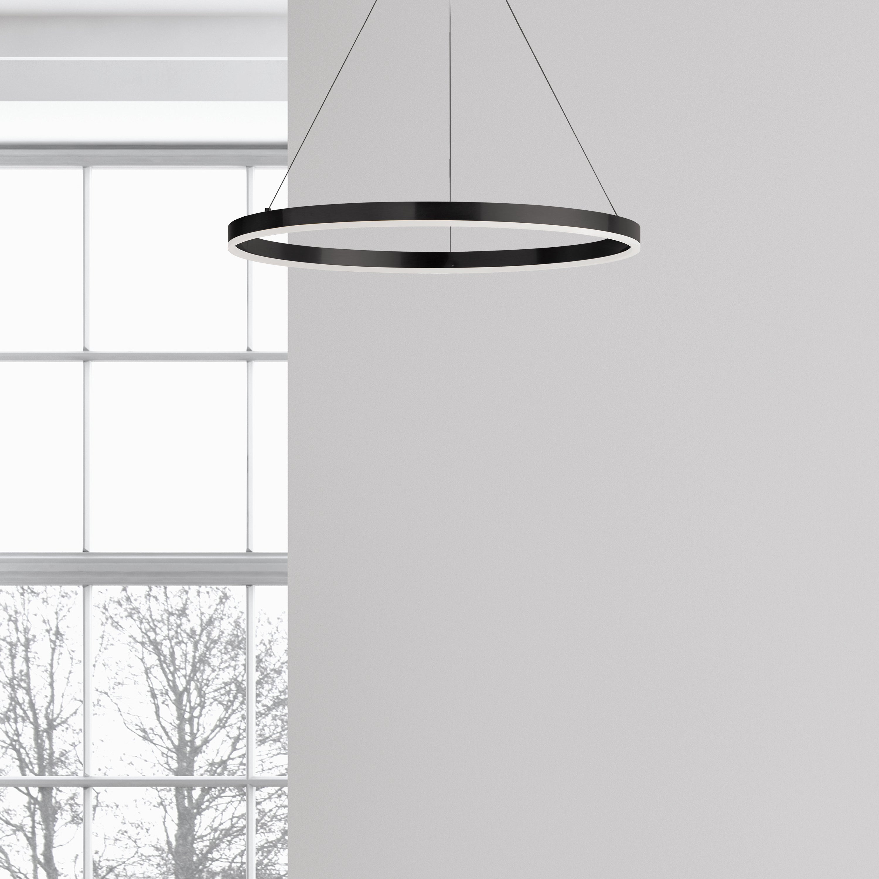 Dainolite Circulo - CIR-2434C-MB - 34W Chandelier Fixture, Matte Black with White Acrylic Diffuser - Black