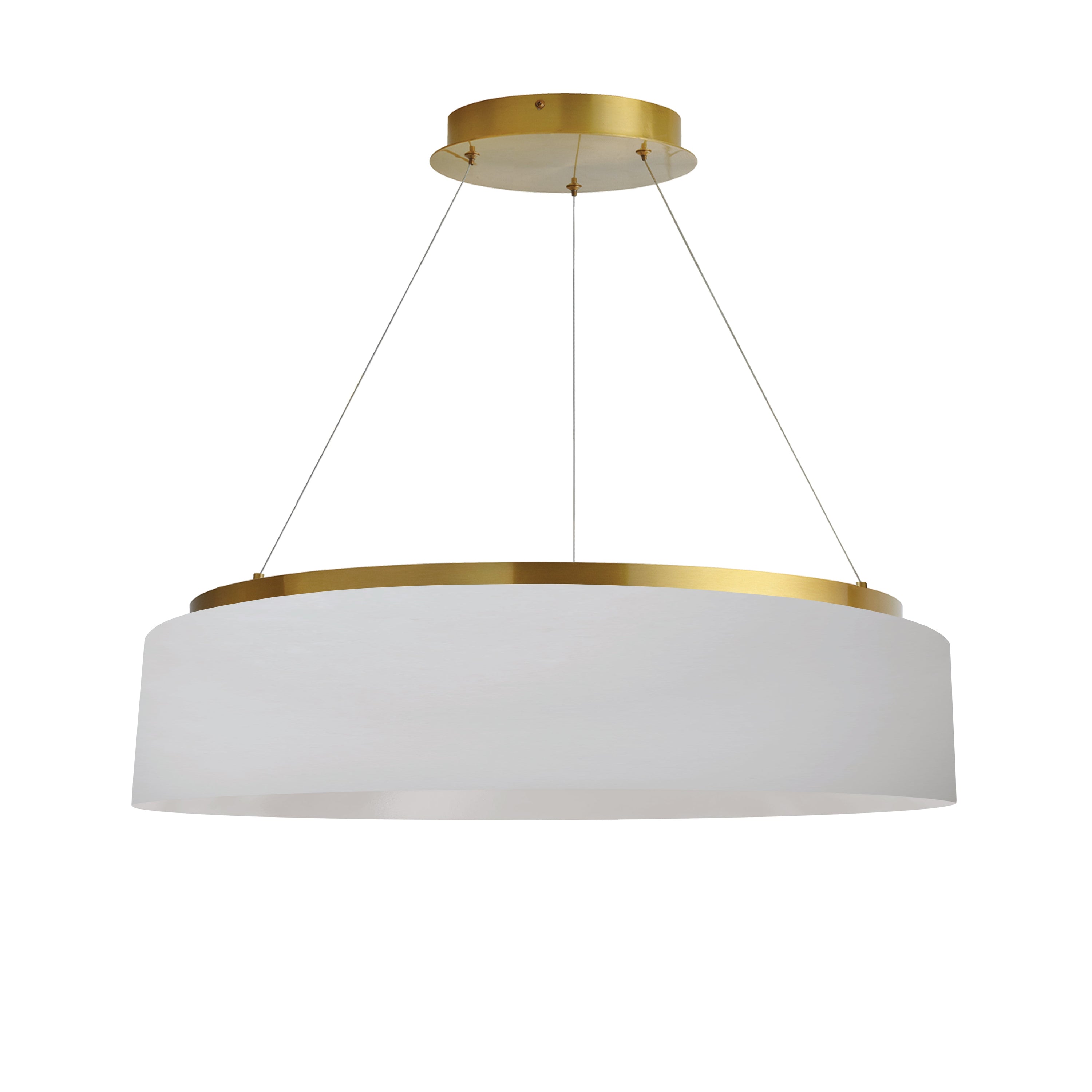 Dainolite Circulo - CIR-2634C-AGB-790 - 34W Chandelier Fixture, Aged Brass w/ White Shade - White