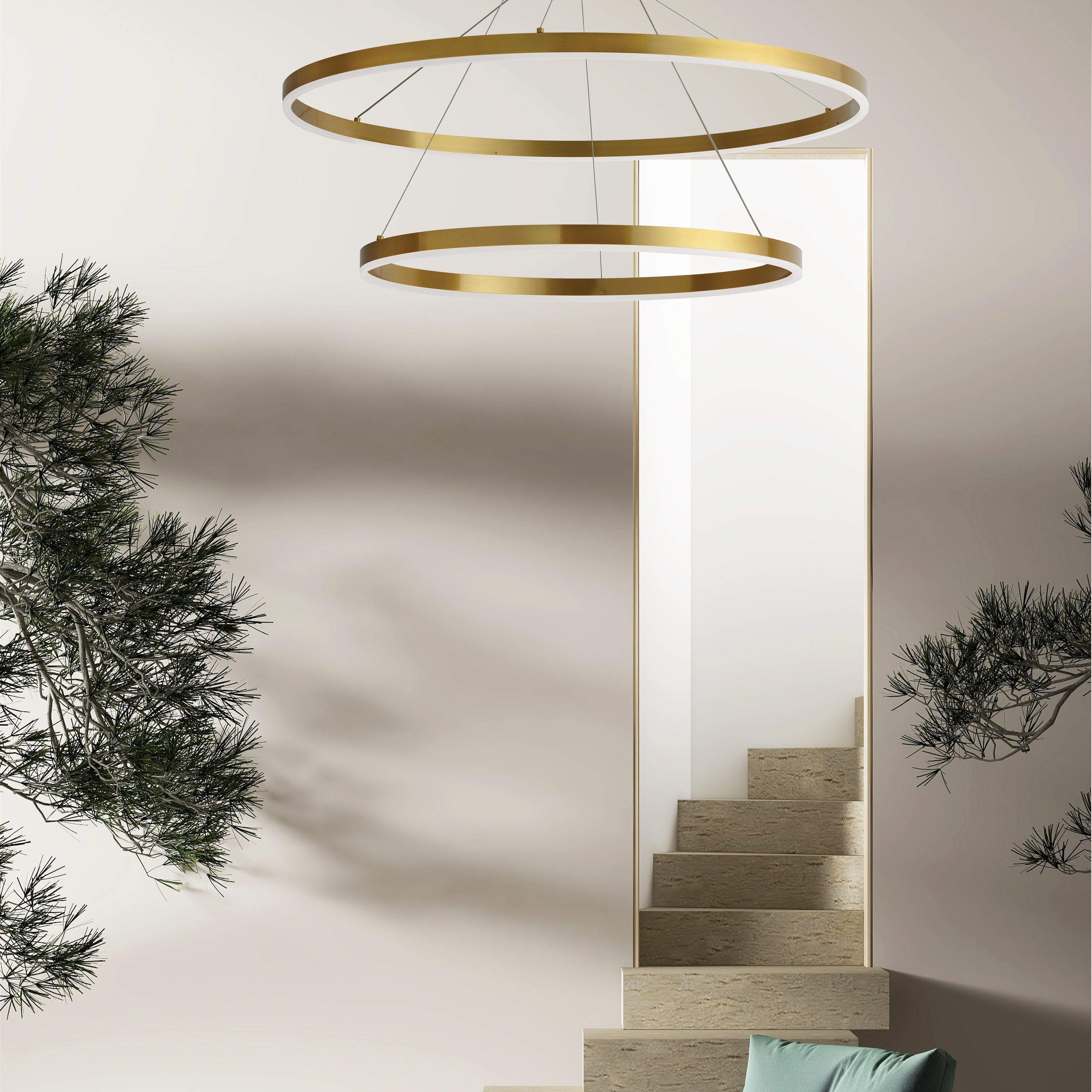 Dainolite Circulo - CIR-3397C-AGB - 97W Chandelier Fixture, Aged Brass with White Acrylic Diffuser - Aged Brass