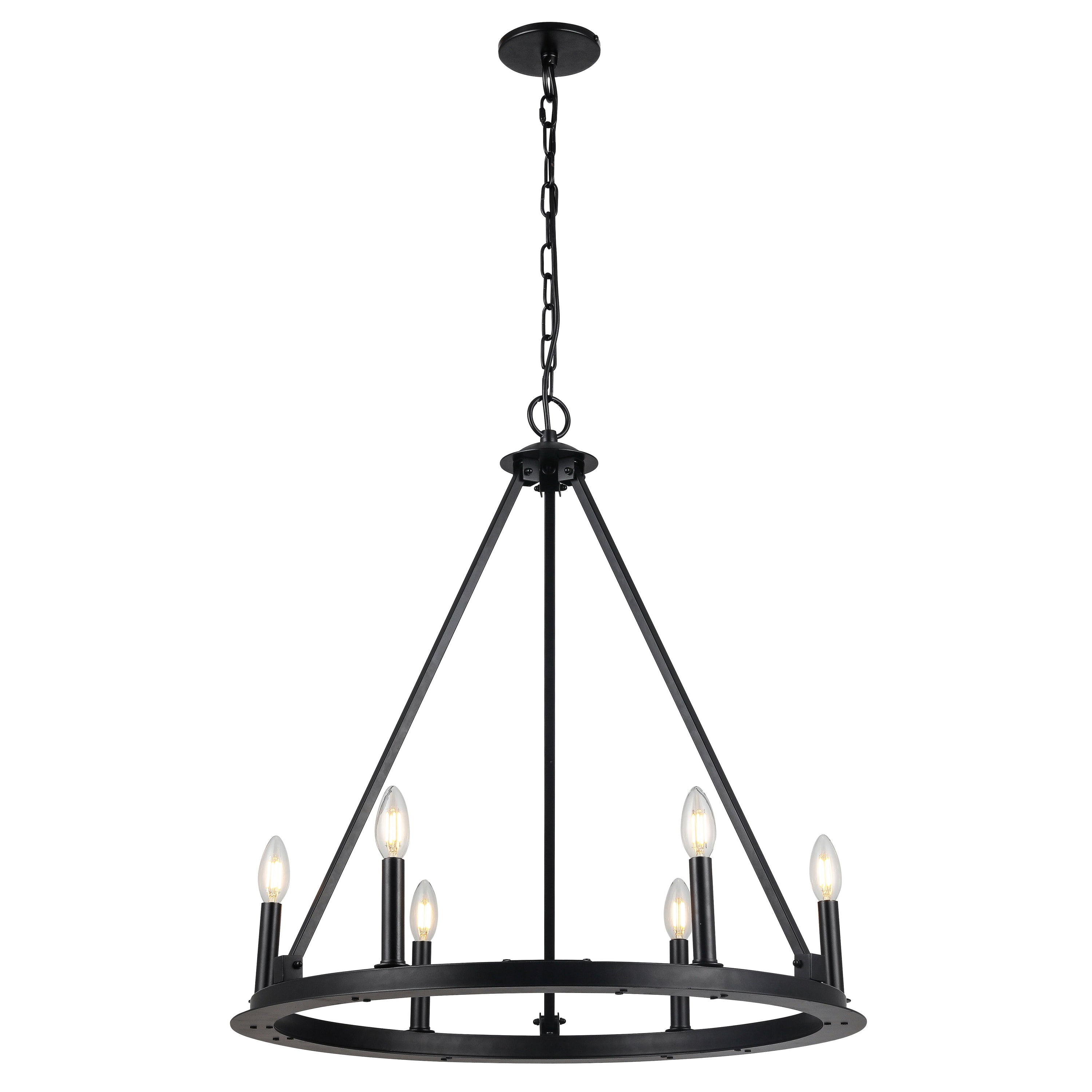 Dainolite Colby - CLB-266C-MB - 6 Light Chandelier Fixture, Matte Black - Black